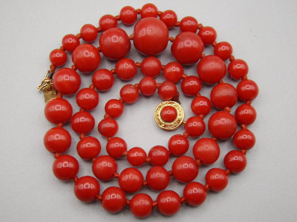 Antique Natural Undyed aka Red Coral Necklace - Kingdom of Antique Arts