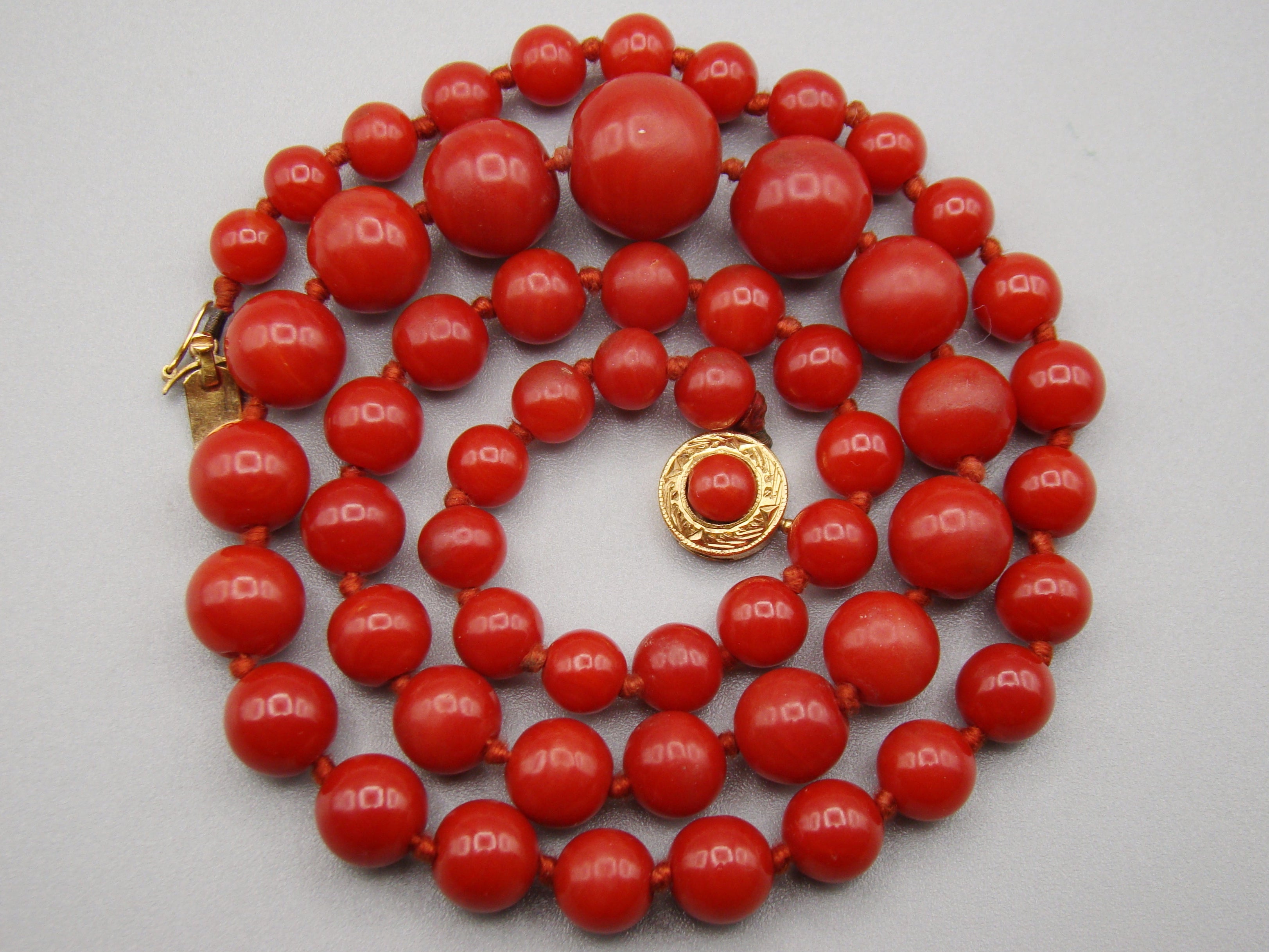 Antique Natural Undyed aka Red Coral Necklace - Kingdom of Antique Arts