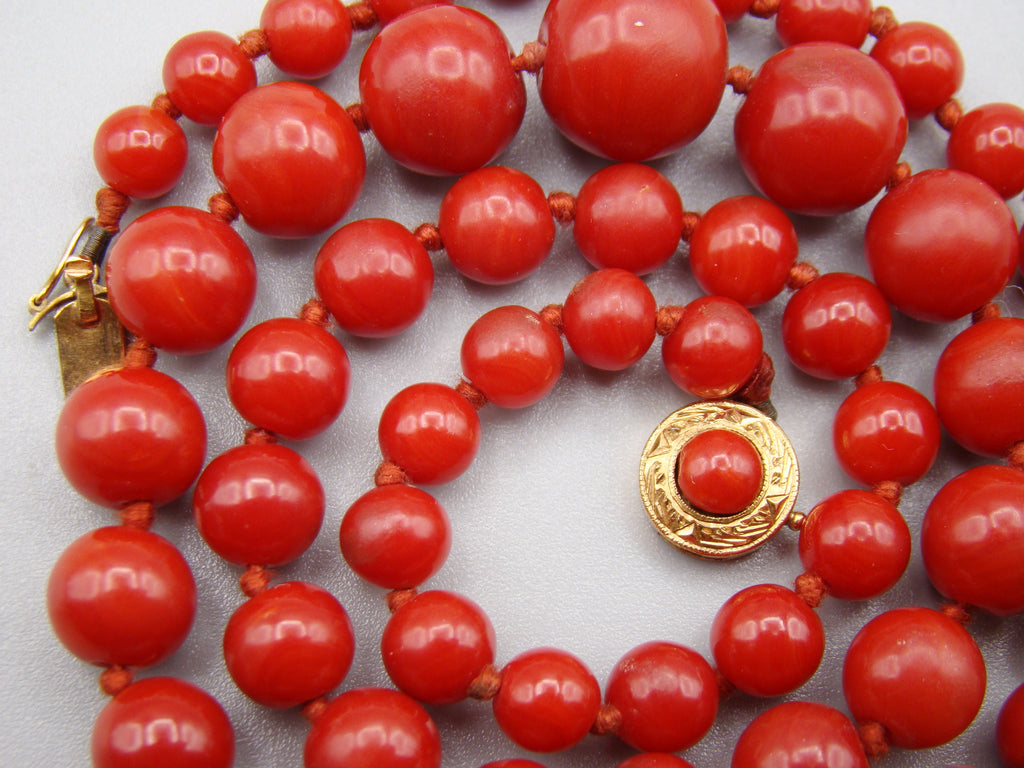 Antique Natural Undyed aka Red Coral Necklace - Kingdom of Antique Arts