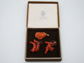 Antique Natural Mediterranean Dark red Coral Earrings + Orange Coral Pendant - Kingdom of Antique Arts