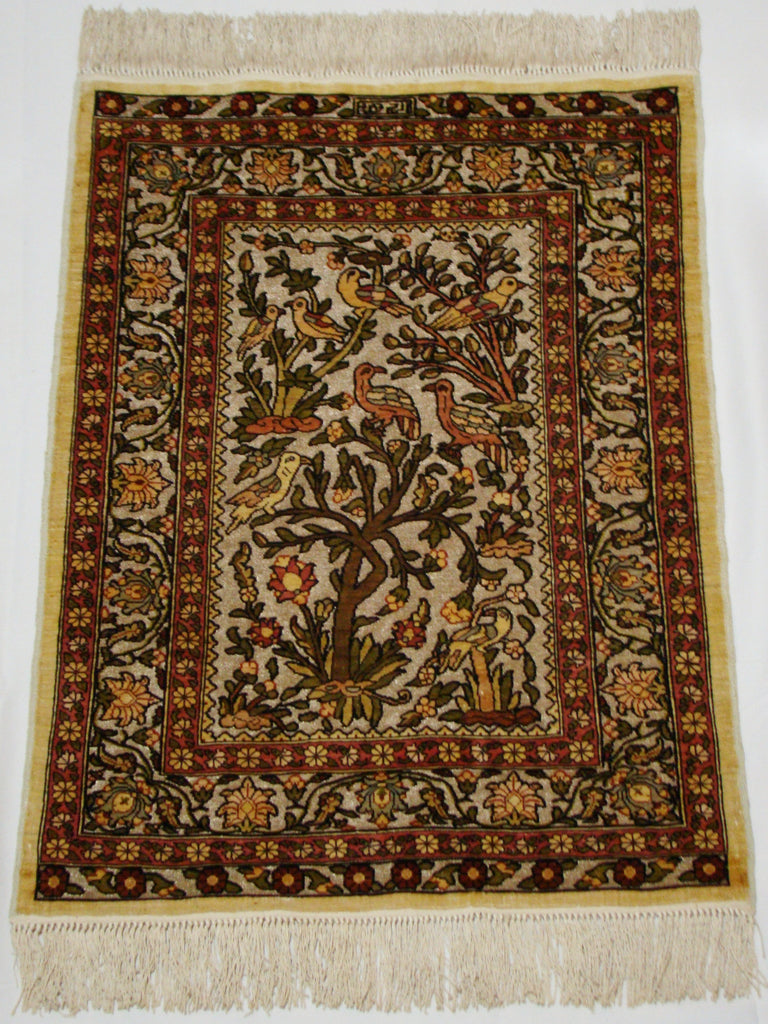 Antique Ozipek Hereke Silk Wall Carpet – Real Gold Ropes, Signed, Pure Silk on Silk, Multicolor | Kingdom of Antique Arts