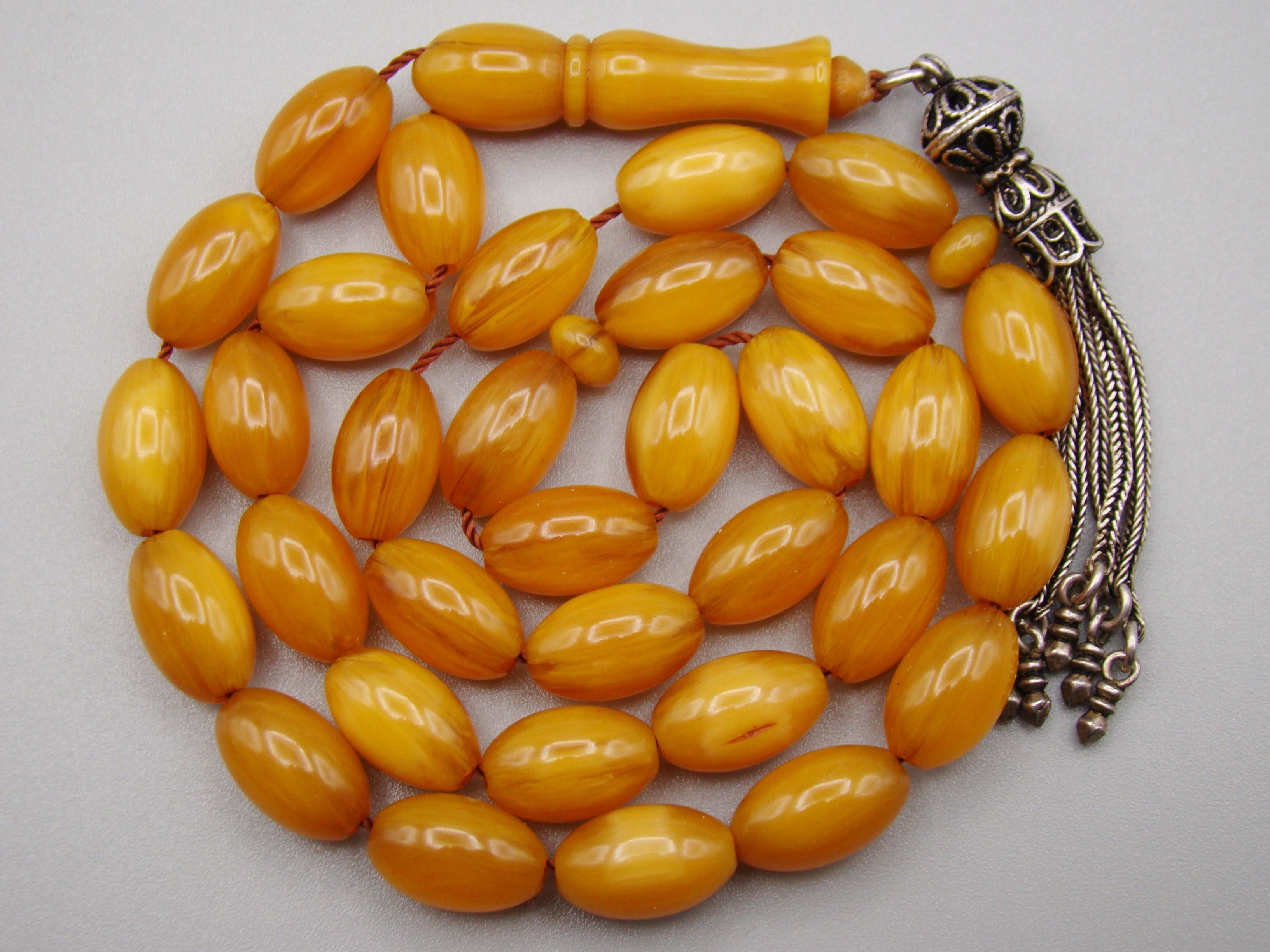 Antique Beautiful Bakelite Amber Rosary beads - Kingdom of Antique Arts