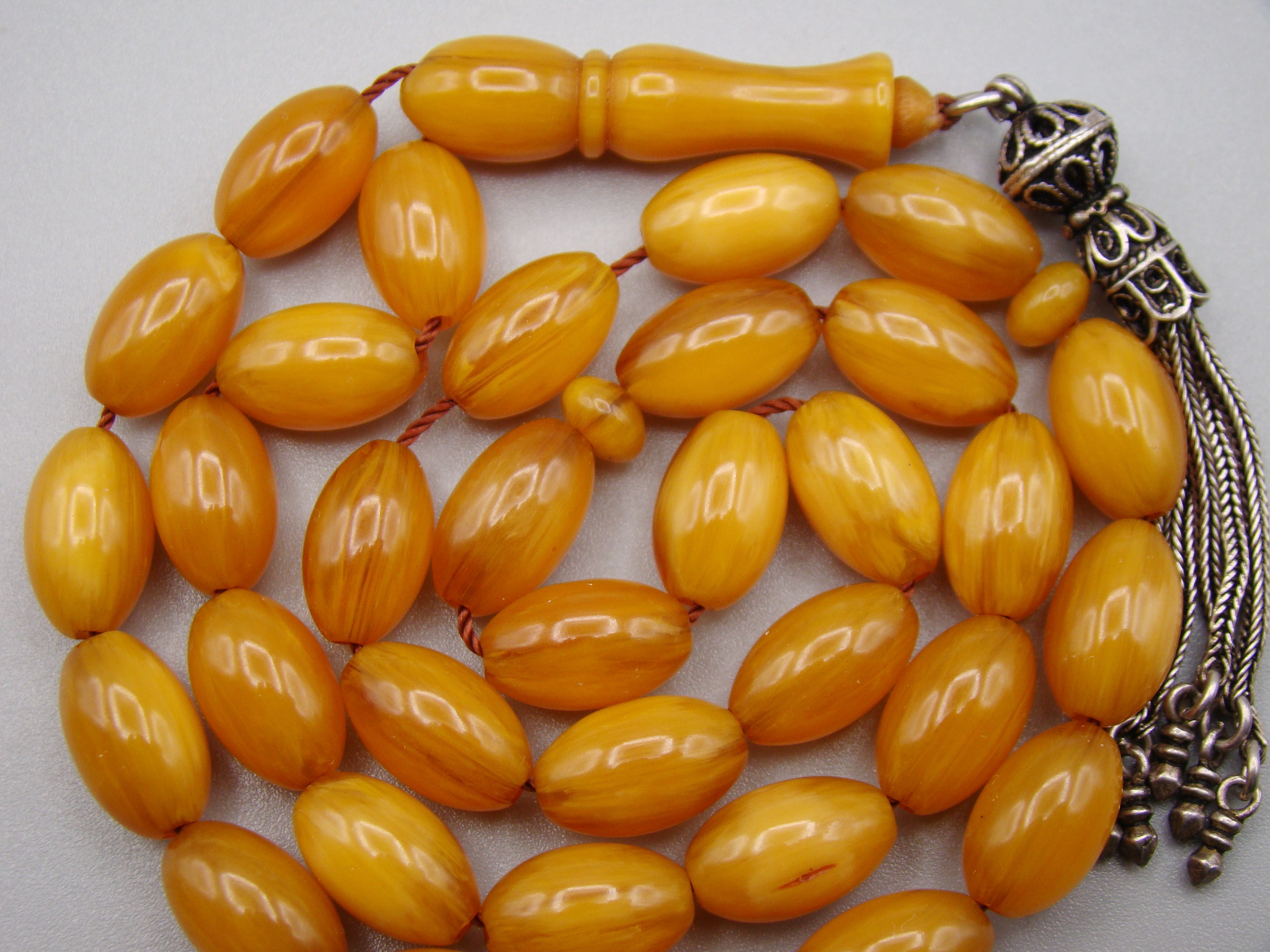 Antique Beautiful Bakelite Amber Rosary beads - Kingdom of Antique Arts