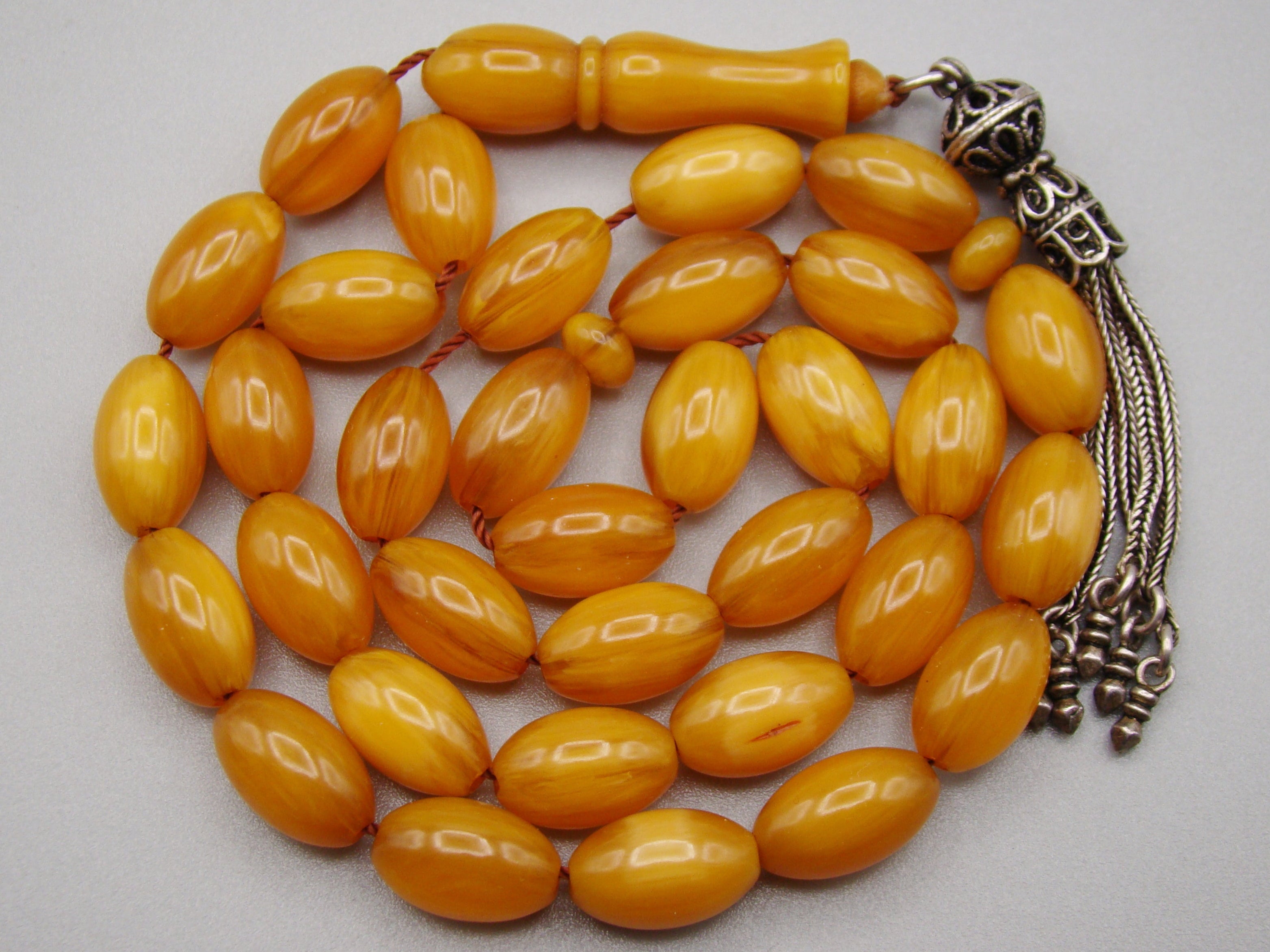 Antique Beautiful Bakelite Amber Rosary beads - Kingdom of Antique Arts