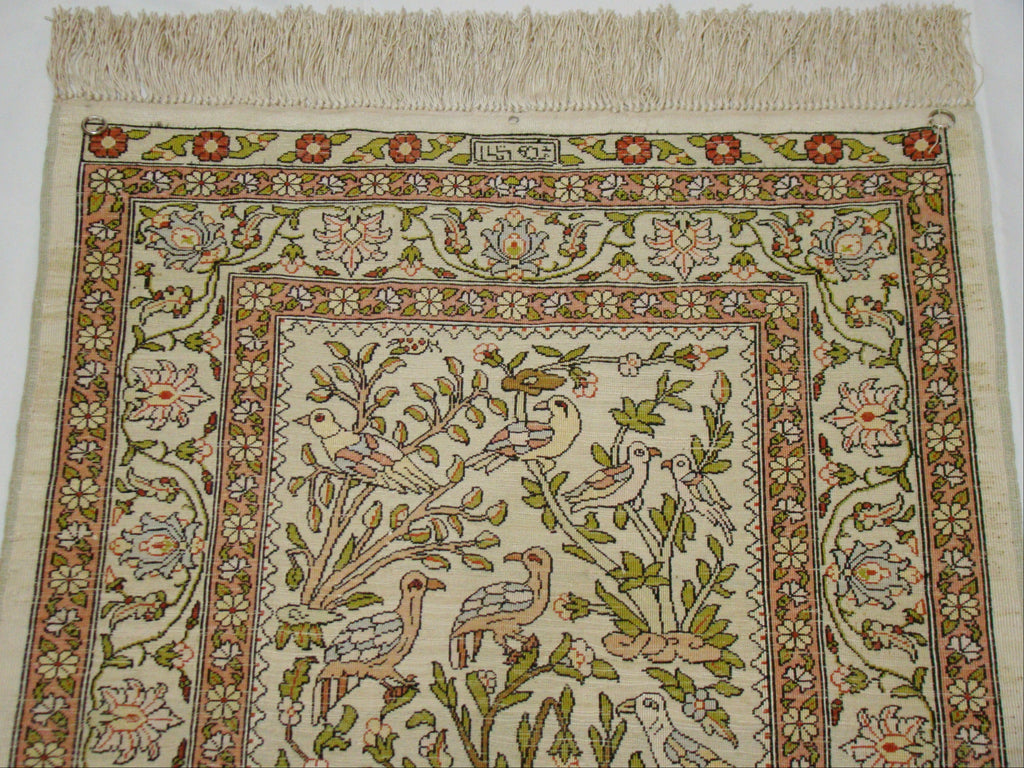 Texture Close-up – Antique Ozipek Hereke Silk on Silk, Dense Precision Hand-Knotted Weave | Kingdom of Antique Arts
