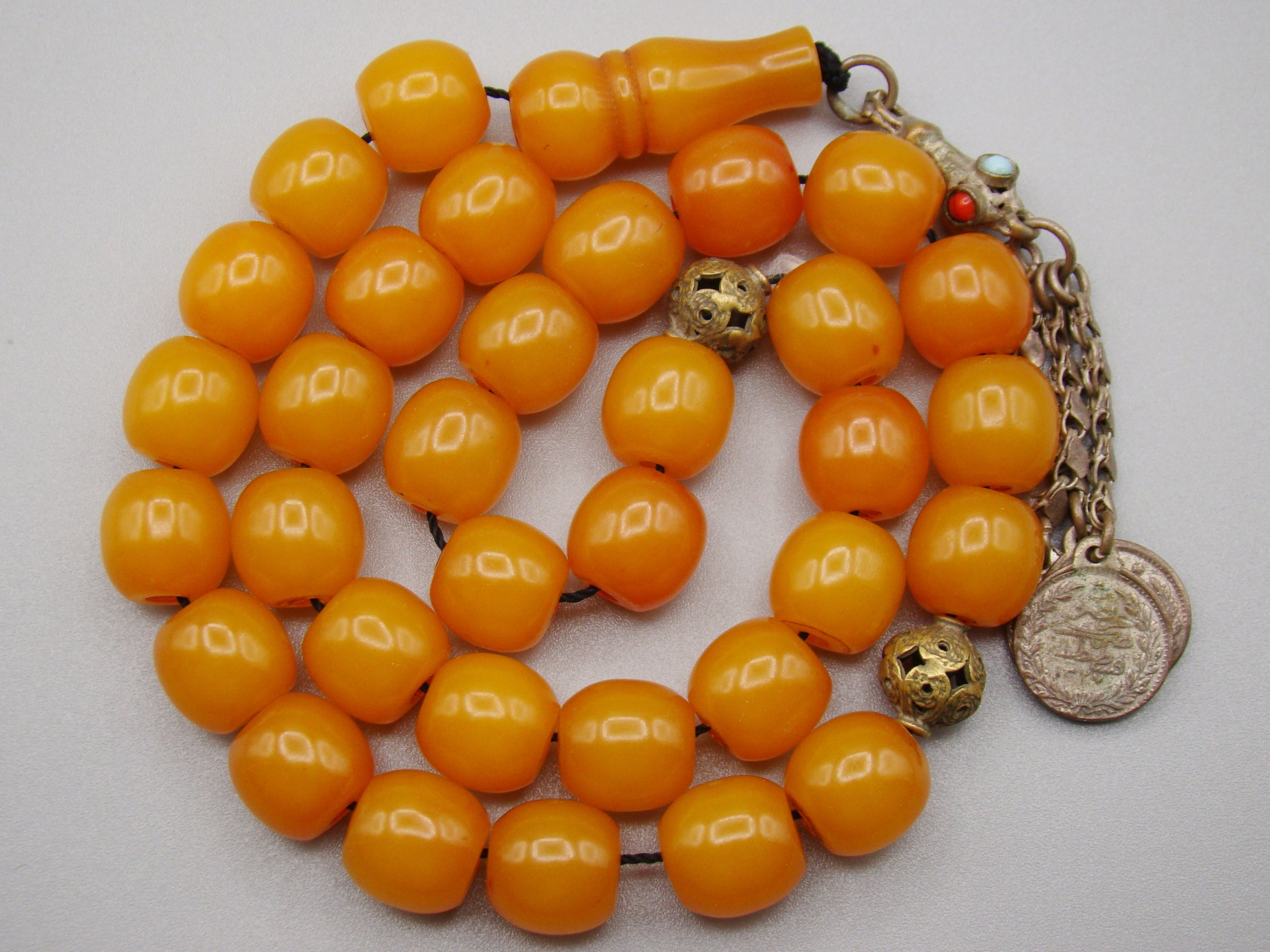 Antique Beautiful Bakelite Amber Rosary beads - Kingdom of Antique Arts