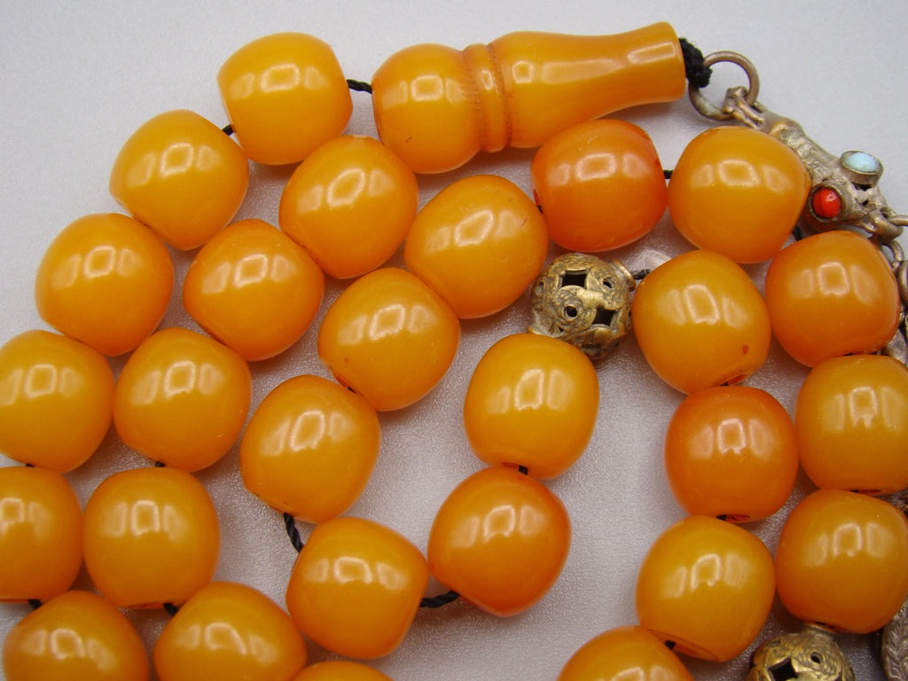Antique Beautiful Bakelite Amber Rosary beads - Kingdom of Antique Arts