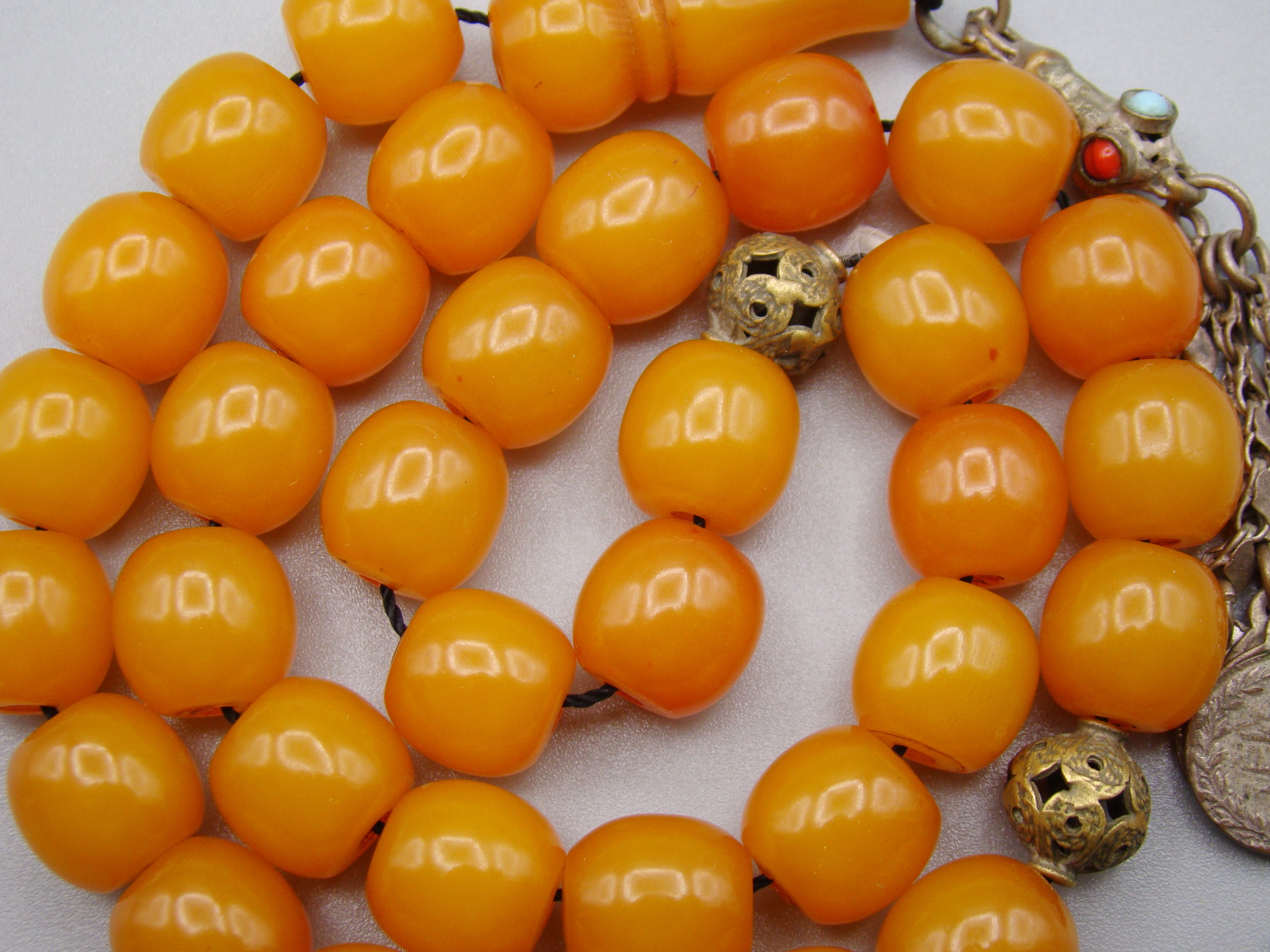 Antique Beautiful Bakelite Amber Rosary beads - Kingdom of Antique Arts