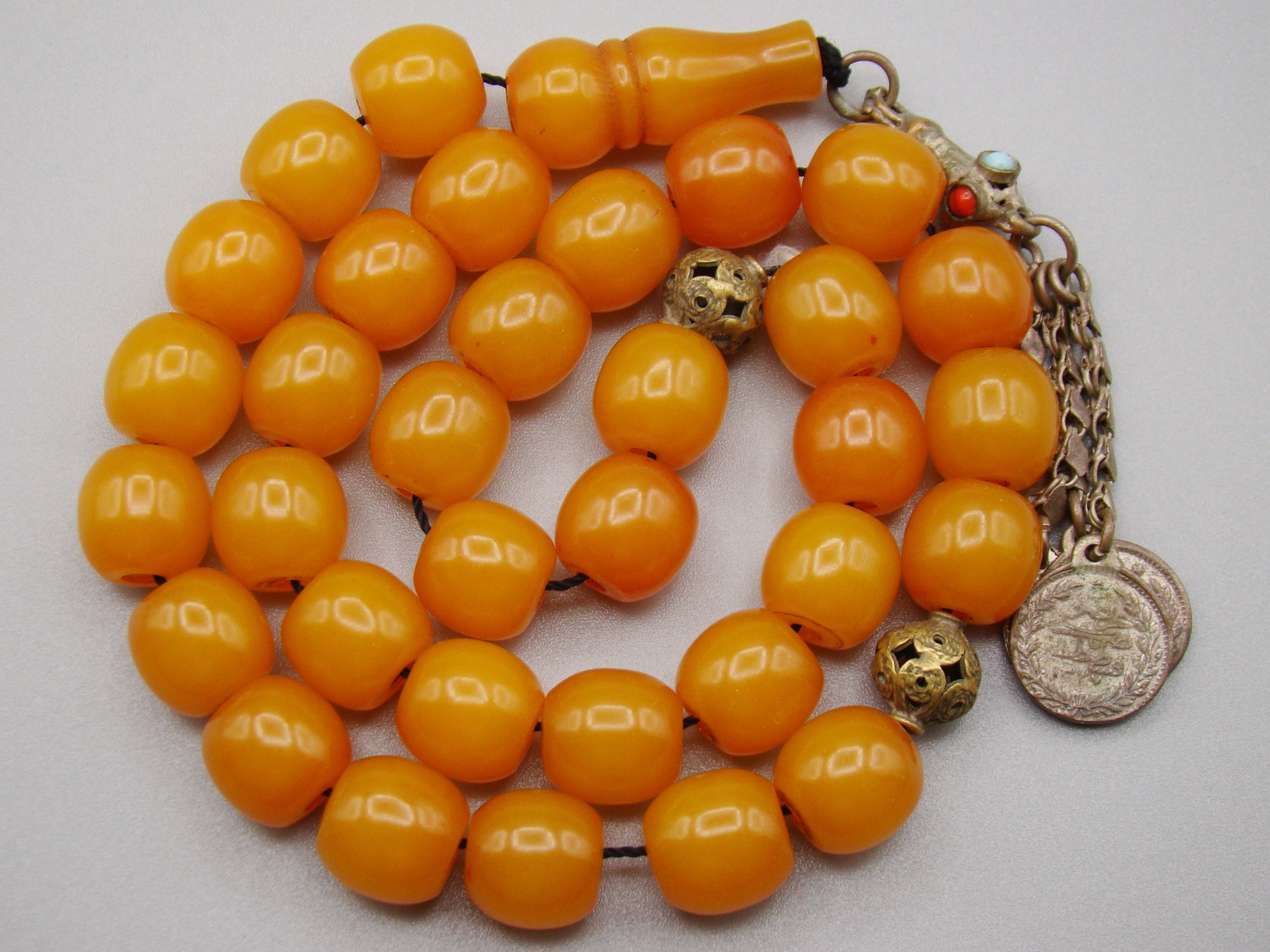 Antique Beautiful Bakelite Amber Rosary beads - Kingdom of Antique Arts