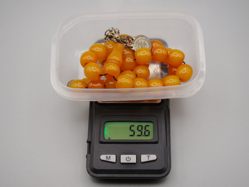 Antique Beautiful Bakelite Amber Rosary beads - Kingdom of Antique Arts
