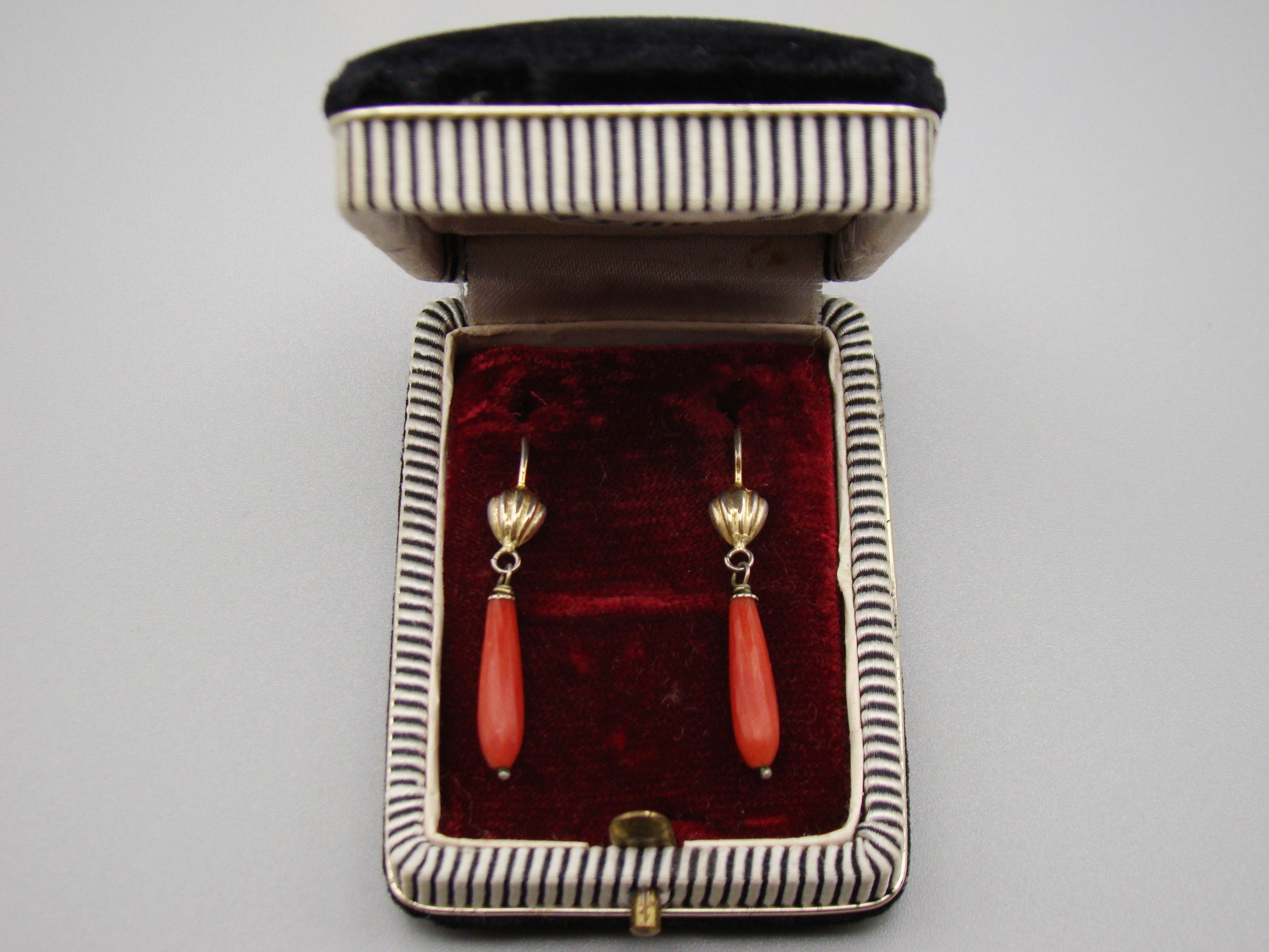 Antique Natural Mediterranean red Coral Earrings - Kingdom of Antique Arts