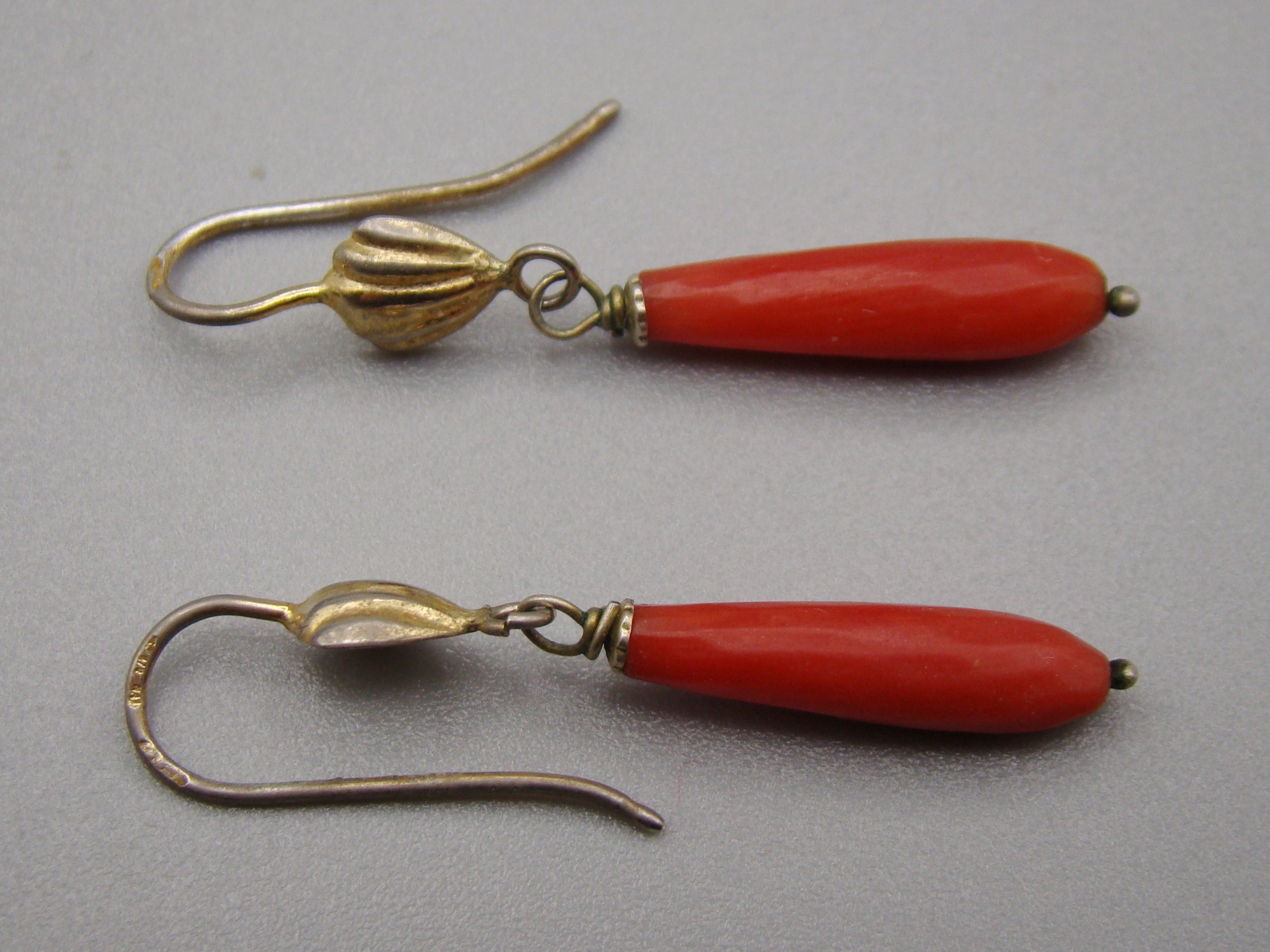 Antique Natural Mediterranean red Coral Earrings - Kingdom of Antique Arts