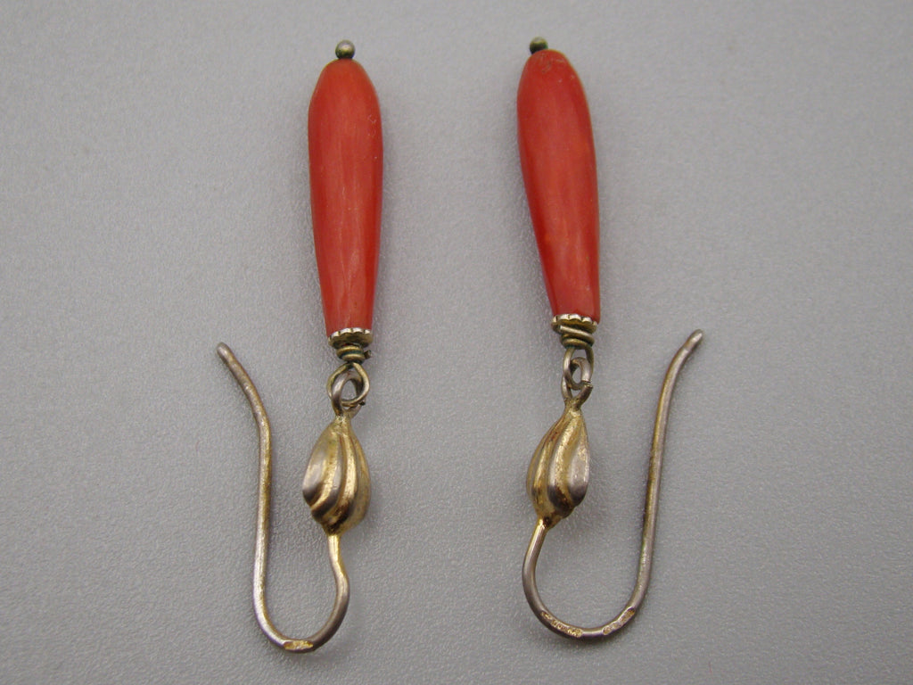 Antique Natural Mediterranean red Coral Earrings - Kingdom of Antique Arts