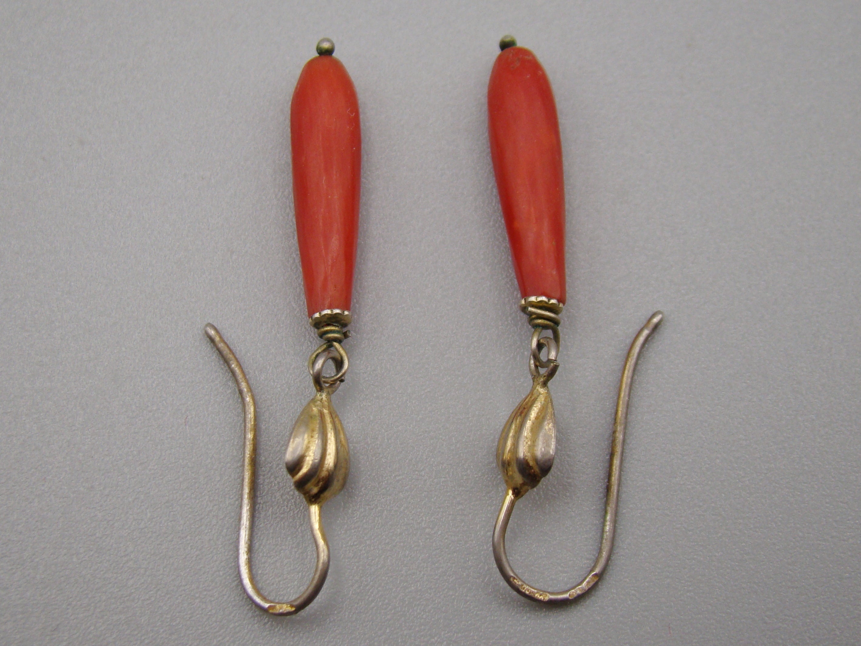 Antique Natural Mediterranean red Coral Earrings - Kingdom of Antique Arts