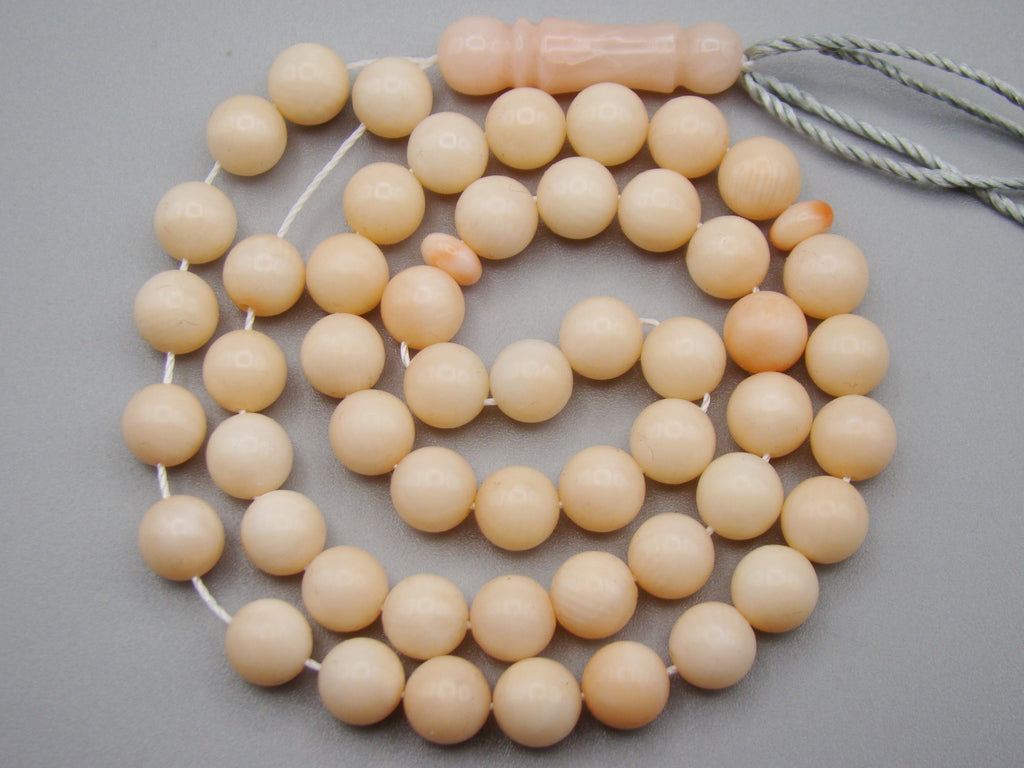 Antique Natural Undyed White Rosa Angel Skin Coral Rosary - Kingdom of Antique Arts
