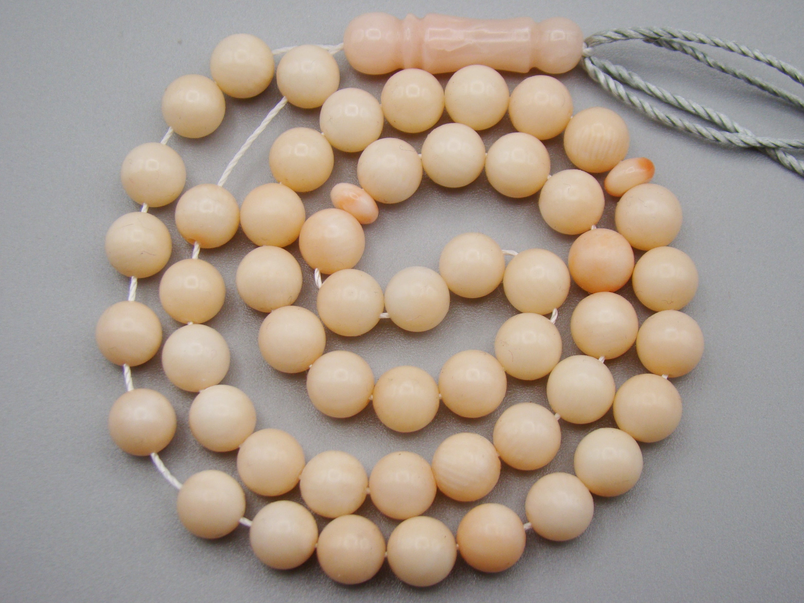 Antique Natural Undyed White Rosa Angel Skin Coral Rosary - Kingdom of Antique Arts