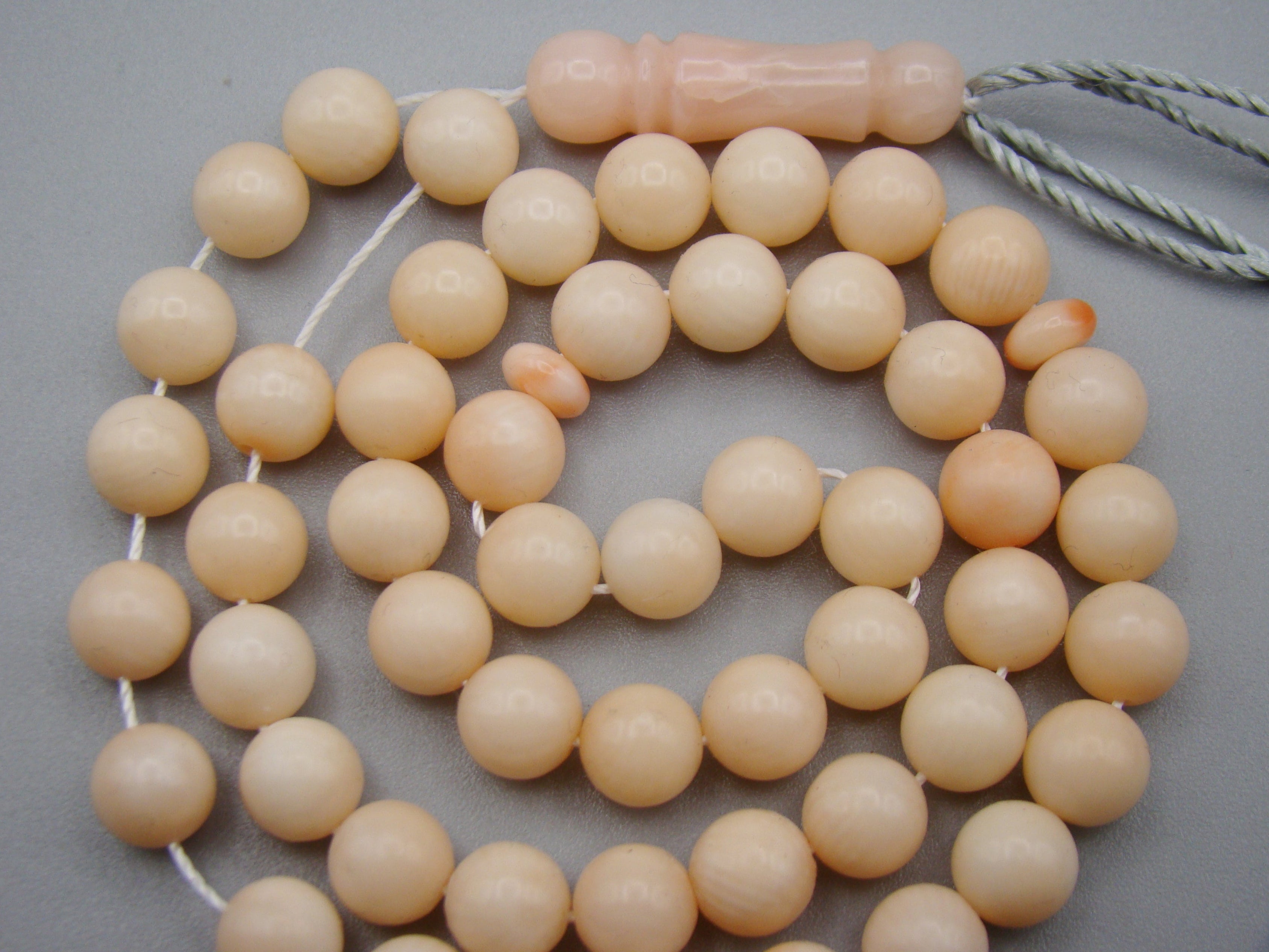 Antique Natural Undyed White Rosa Angel Skin Coral Rosary - Kingdom of Antique Arts