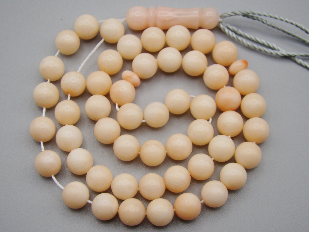 Antique Natural Undyed White Rosa Angel Skin Coral Rosary - Kingdom of Antique Arts