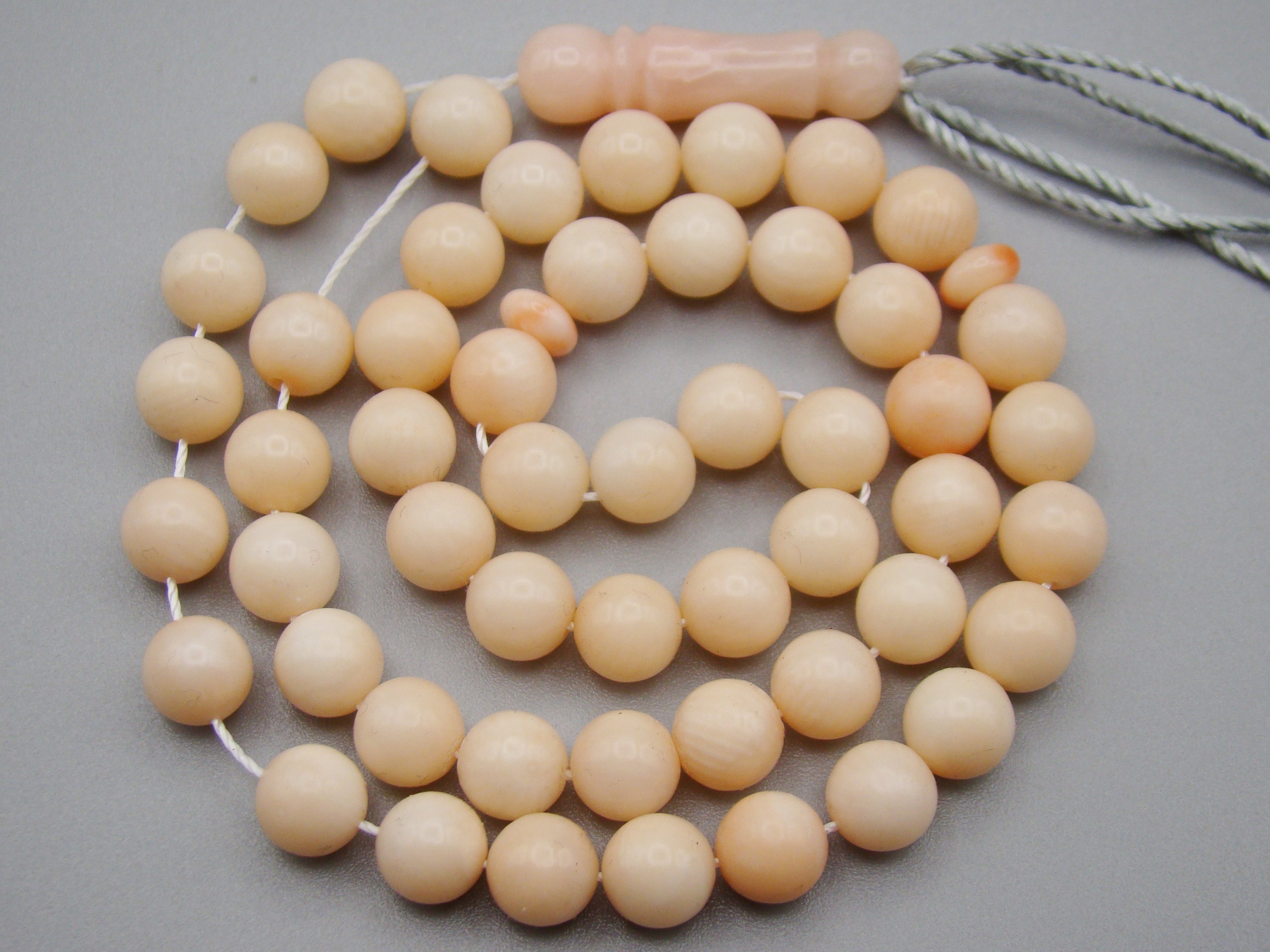 Antique Natural Undyed White Rosa Angel Skin Coral Rosary - Kingdom of Antique Arts