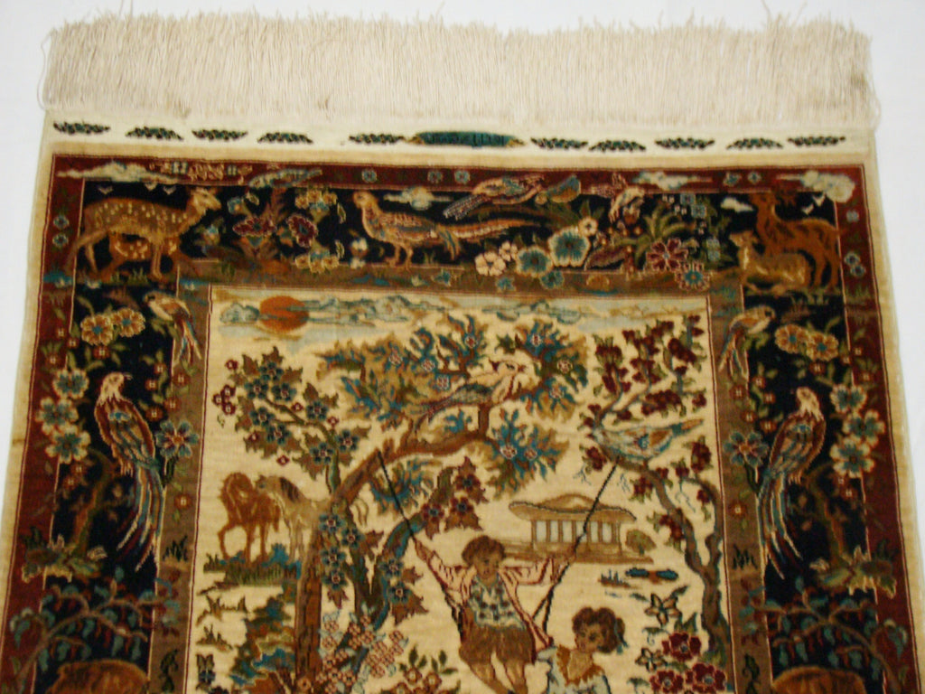 Antique Persian Ozipek Silk Carpet – Rare Multi-Signed Isfahan Masterpiece, Hand-Knotted Wall Tapestry | Kingdom of Antique Arts