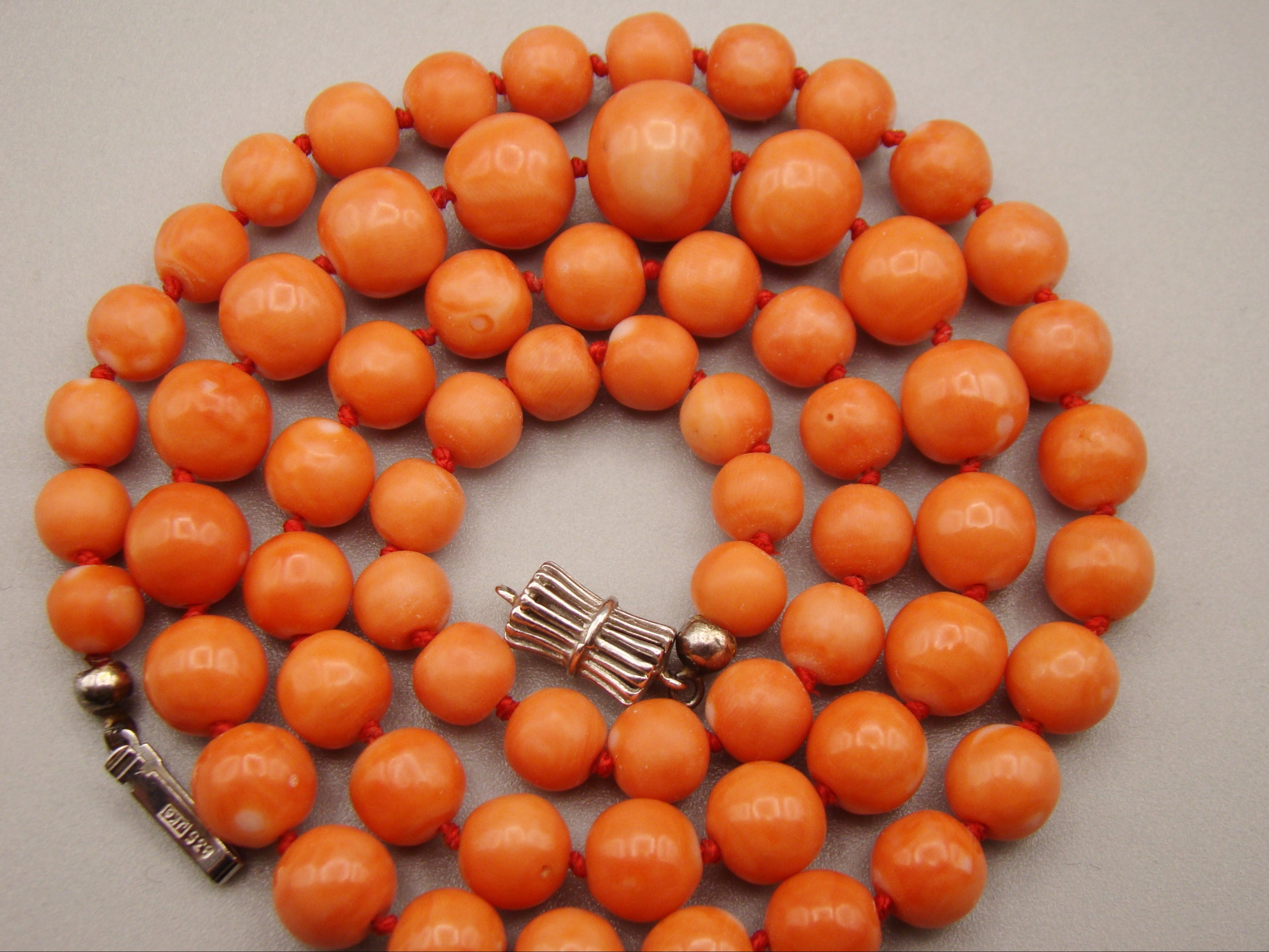 Antique Natural Undyed Momo Salmon Orange Coral Necklace - Kingdom of Antique Arts