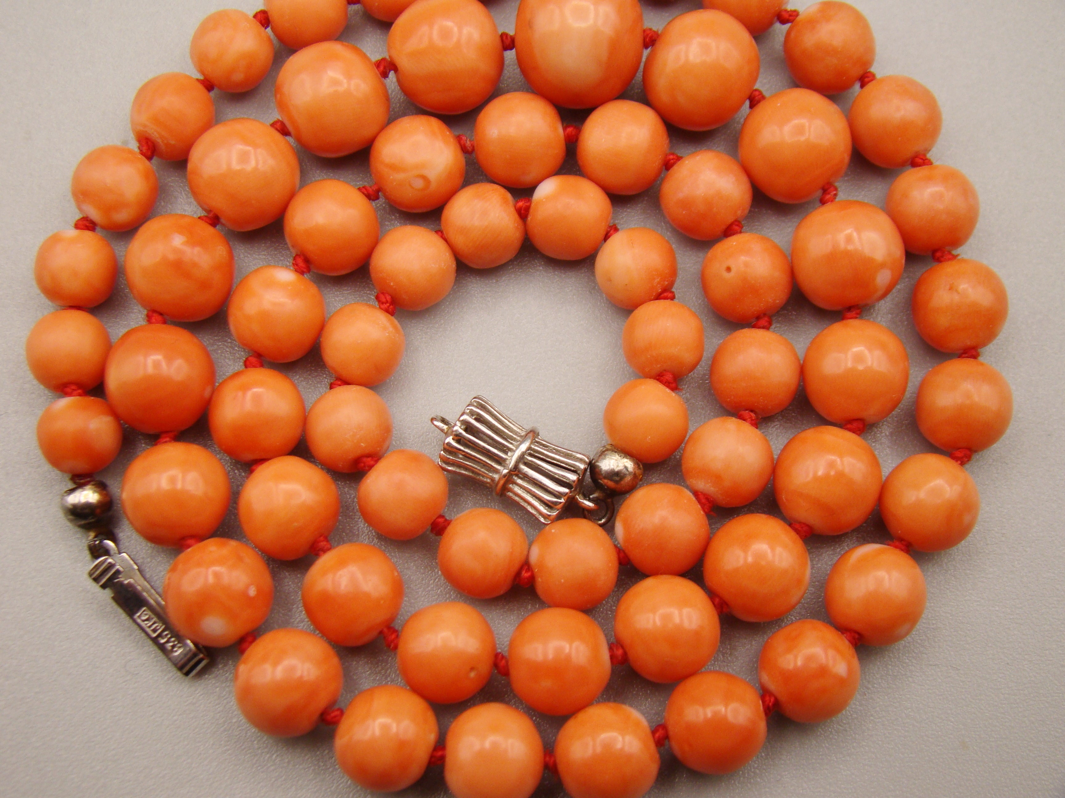 Antique Natural Undyed Momo Salmon Orange Coral Necklace - Kingdom of Antique Arts
