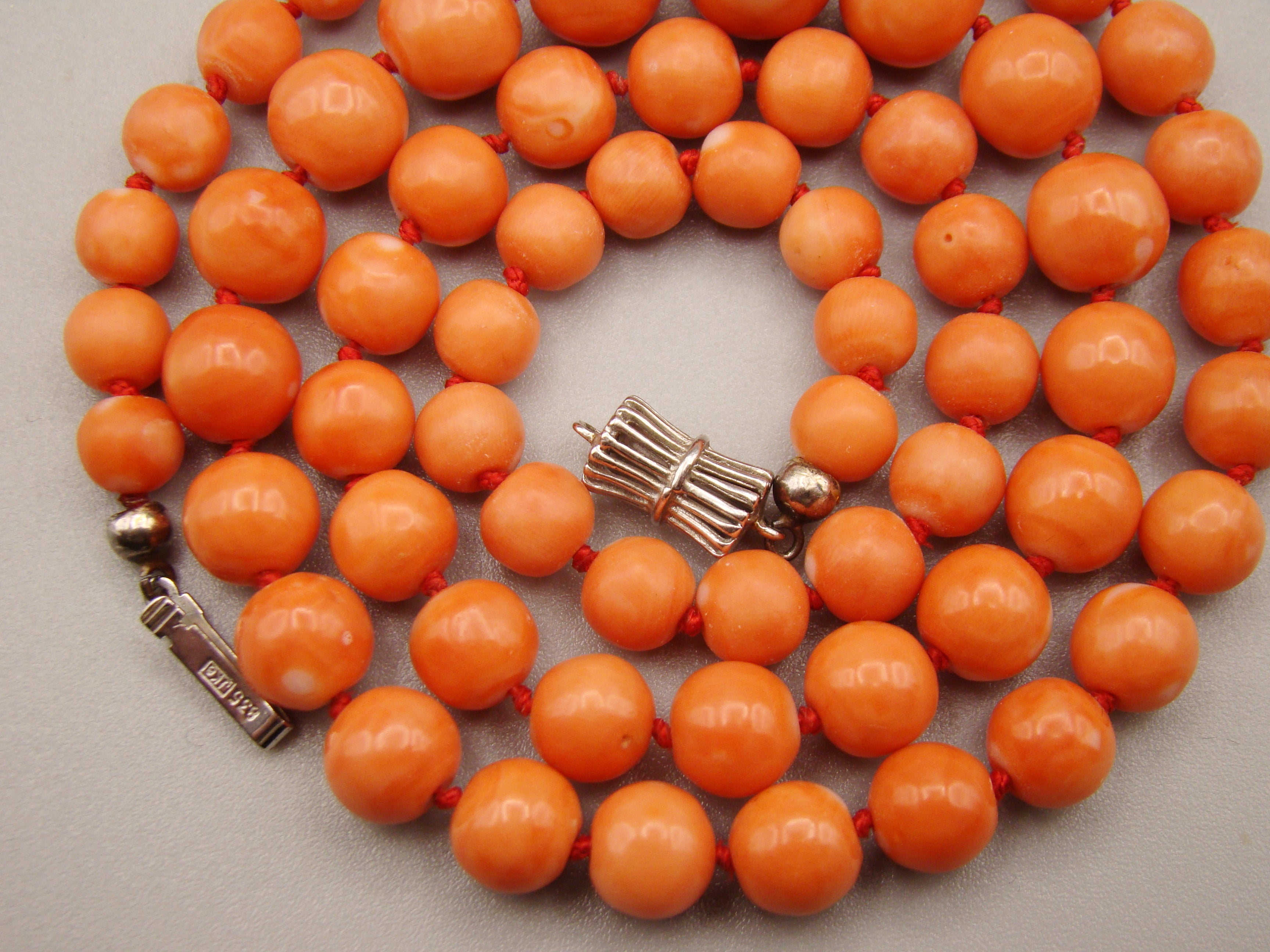 Antique Natural Undyed Momo Salmon Orange Coral Necklace - Kingdom of Antique Arts
