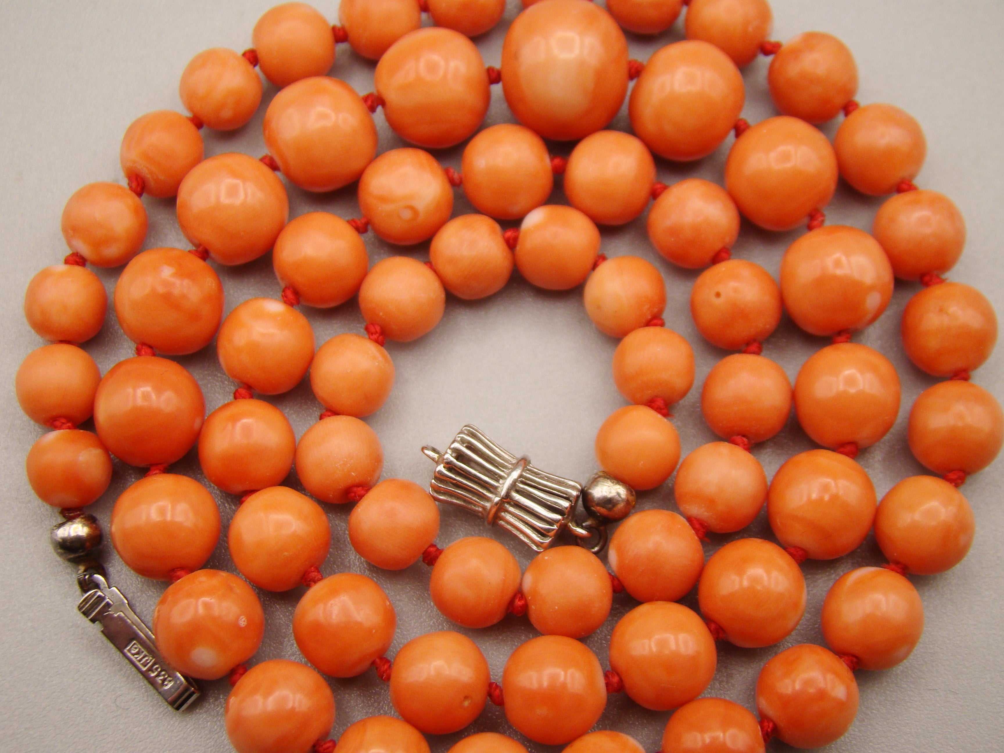 Antique Natural Undyed Momo Salmon Orange Coral Necklace - Kingdom of Antique Arts