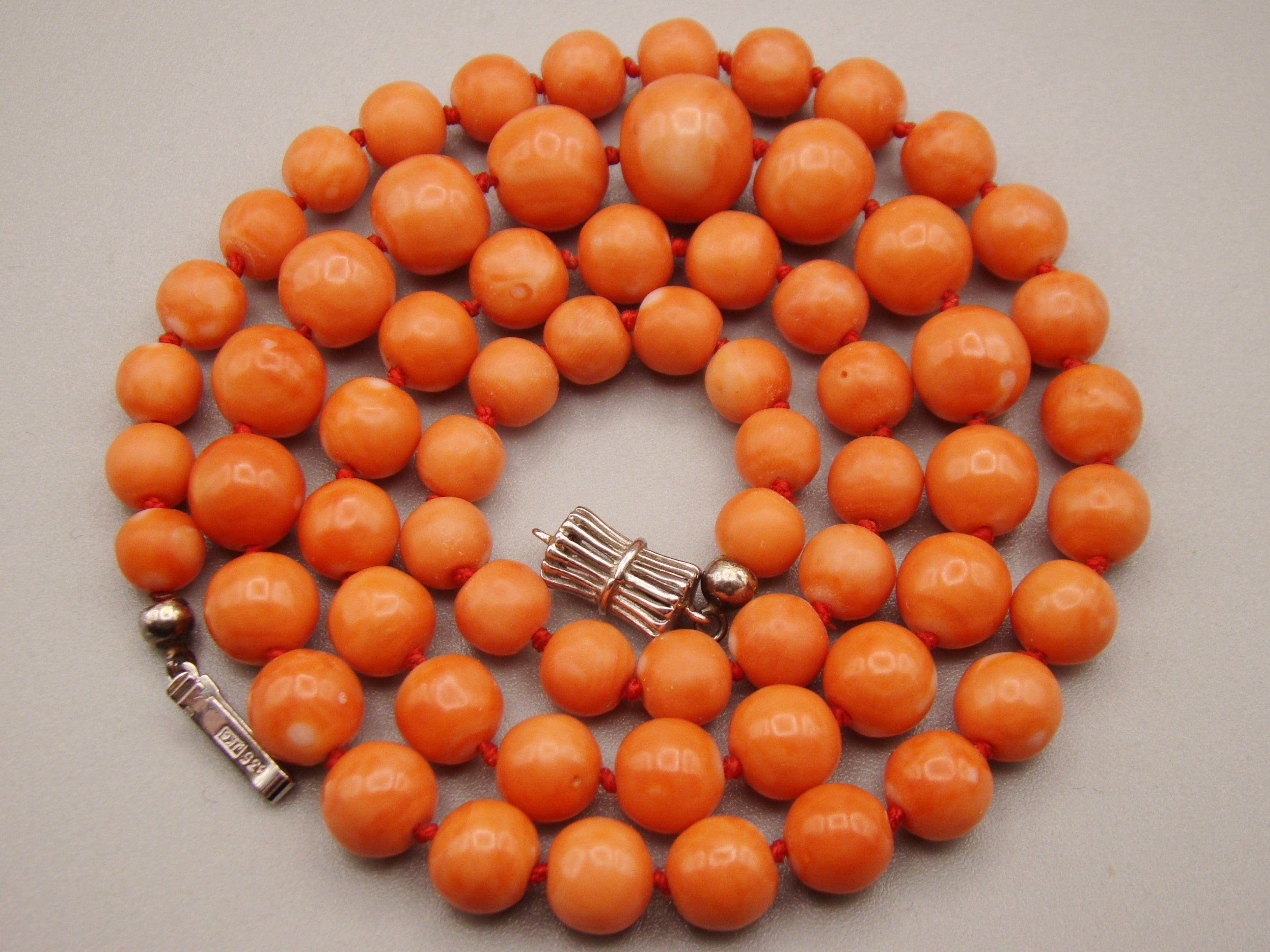 Antique Natural Undyed Momo Salmon Orange Coral Necklace - Kingdom of Antique Arts