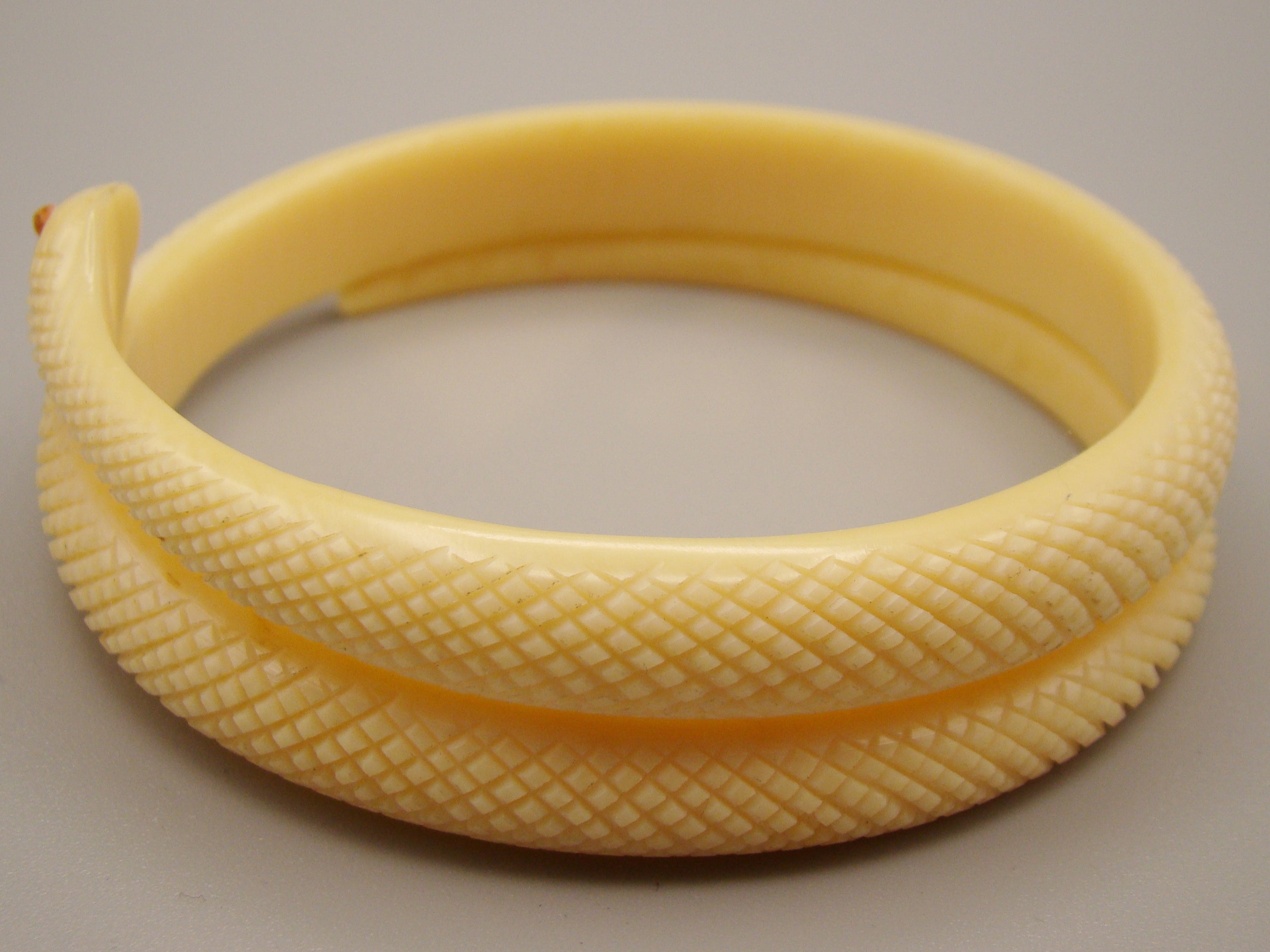 Antique Natural Elephant Ivory Bracelet with Natural Salmon Coral Eyes - Kingdom of Antique Arts