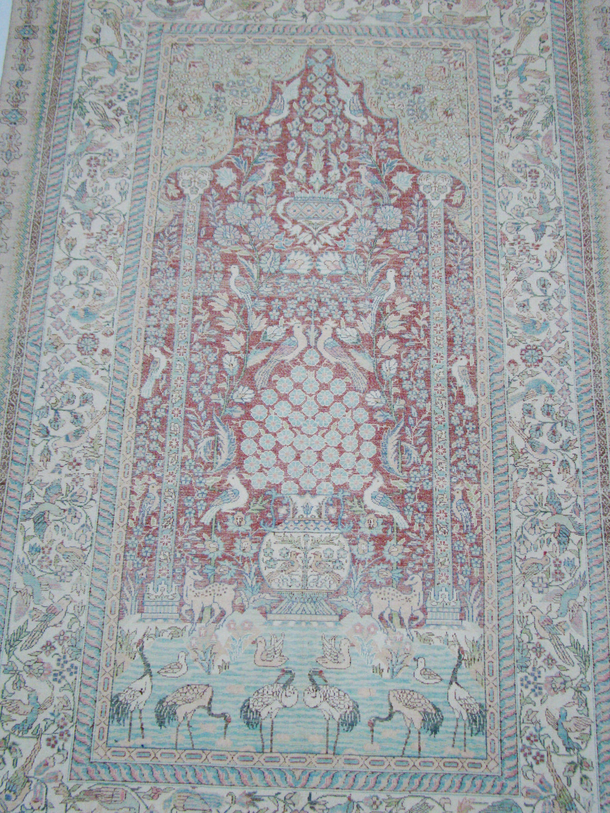 Antique silk wall carpet displayed on wall paradise motif CA013