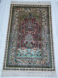 Antique silk wall carpet paradise motif Hereke style full view CA013