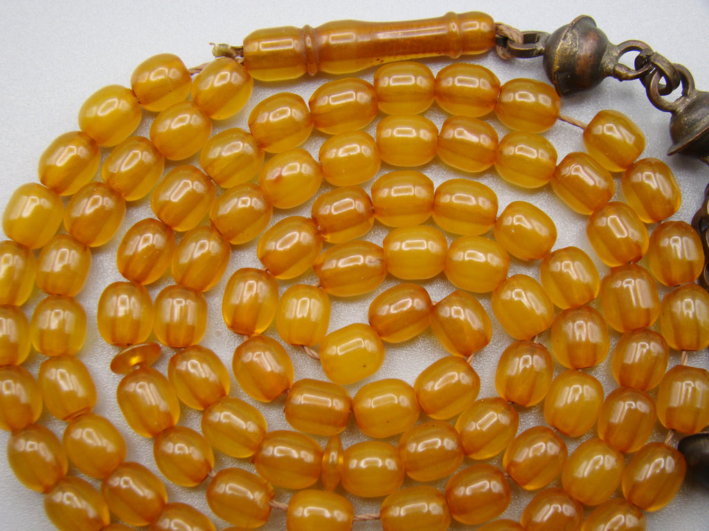 Antique Beautiful Bakelite Amber Rosary beads - Kingdom of Antique Arts