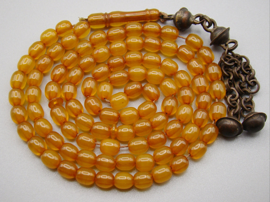 Antique Beautiful Bakelite Amber Rosary beads - Kingdom of Antique Arts