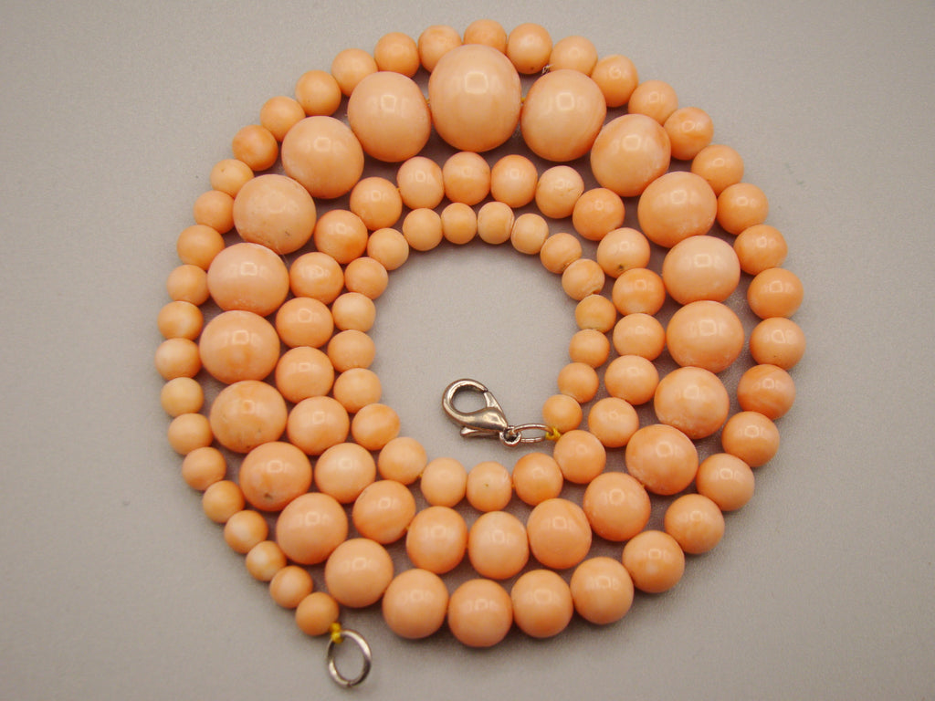 Antique Natural Undyed Salmon Coral Necklace - Kingdom of Antique Arts