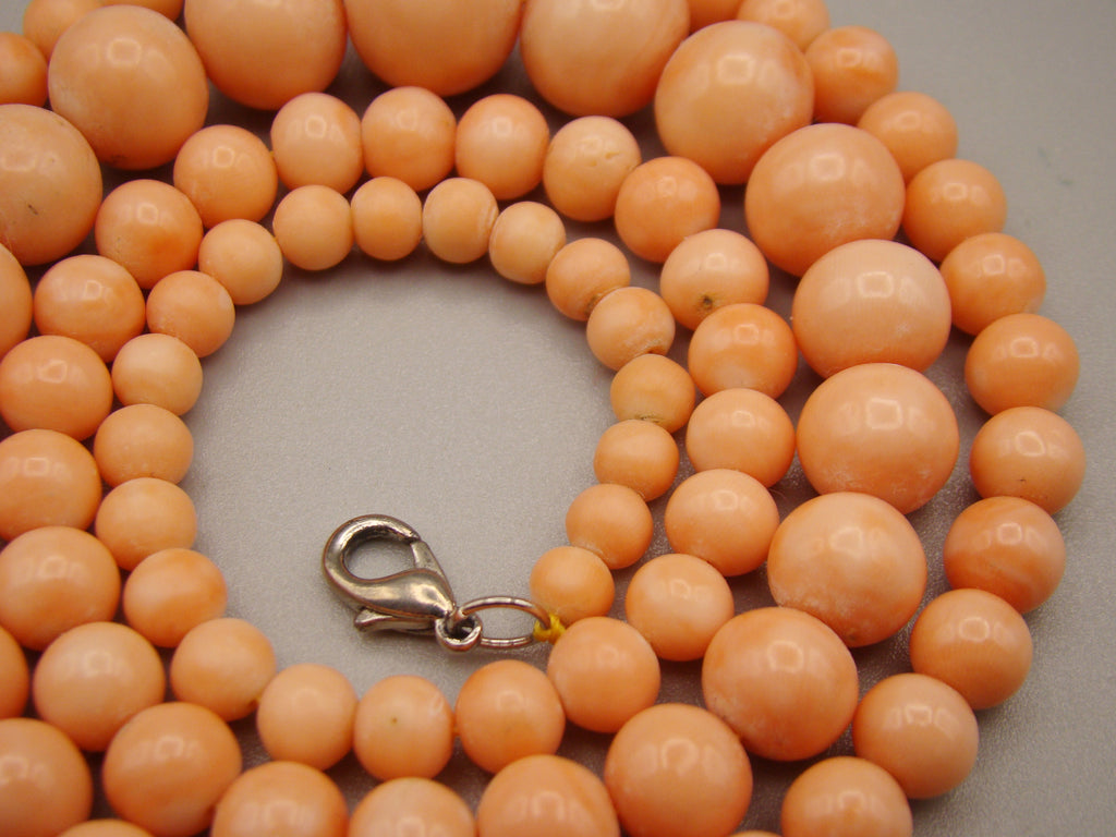 Antique Natural Undyed Salmon Coral Necklace - Kingdom of Antique Arts