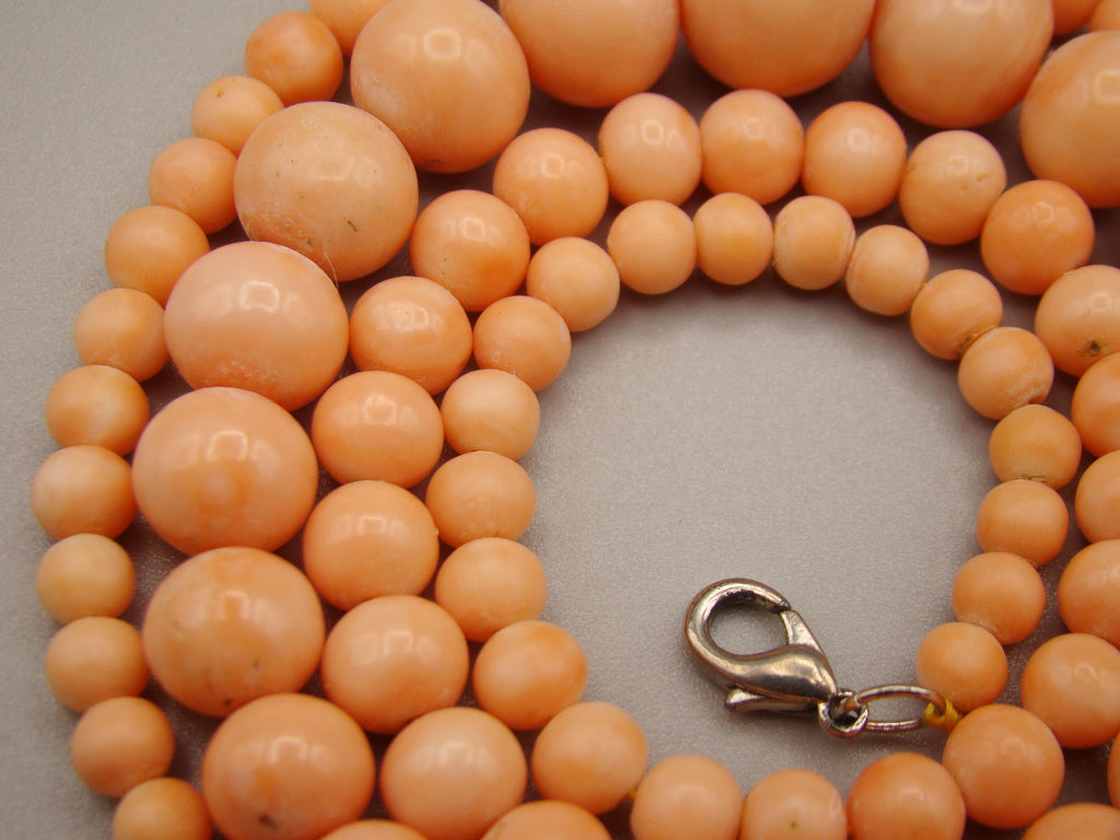 Antique Natural Undyed Salmon Coral Necklace - Kingdom of Antique Arts