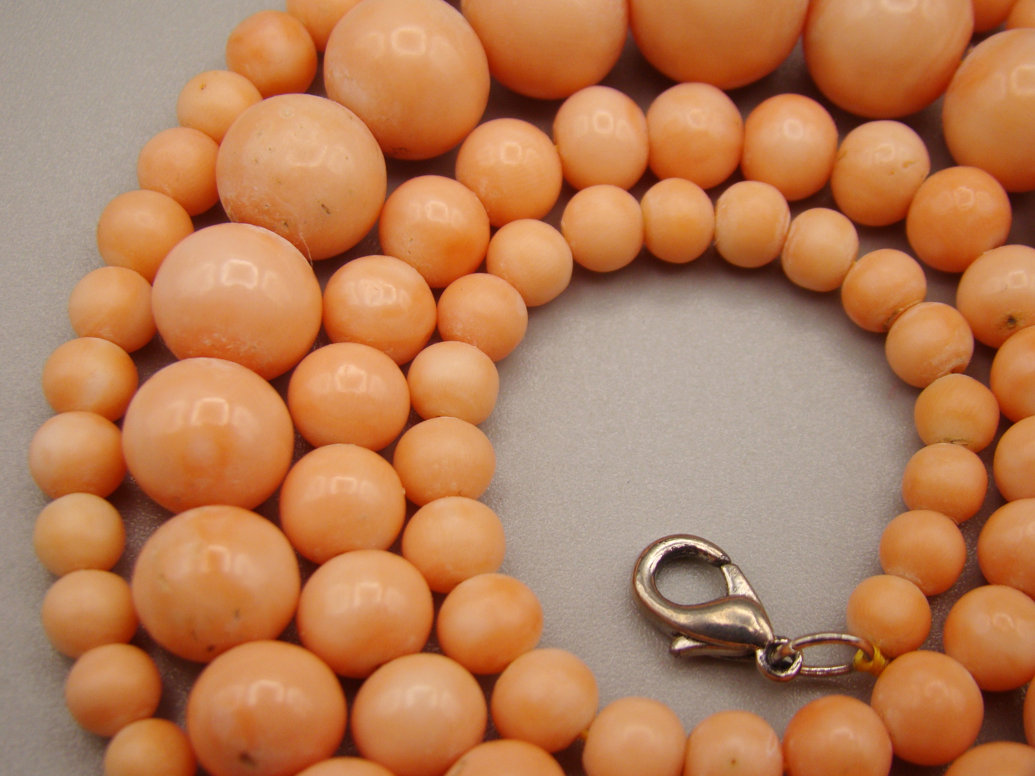 Antique Natural Undyed Salmon Coral Necklace - Kingdom of Antique Arts