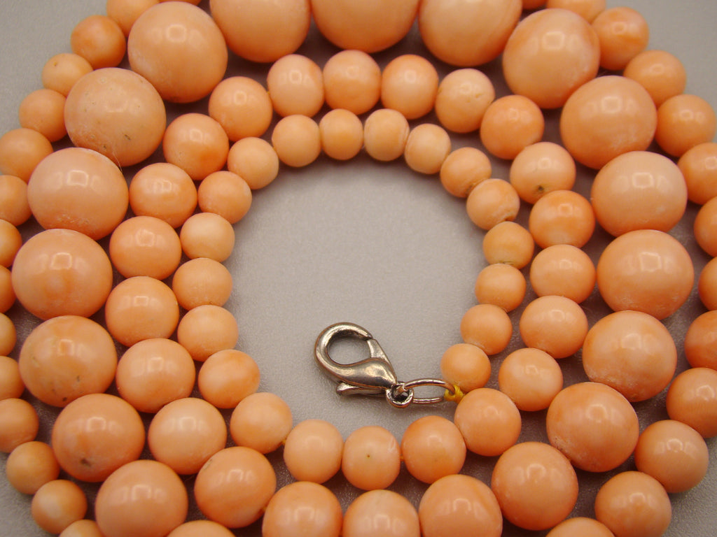 Antique Natural Undyed Salmon Coral Necklace - Kingdom of Antique Arts