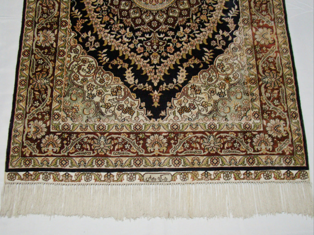 Rare signed Hereke silk wall carpet vibrant multicolor glory eye CA014
