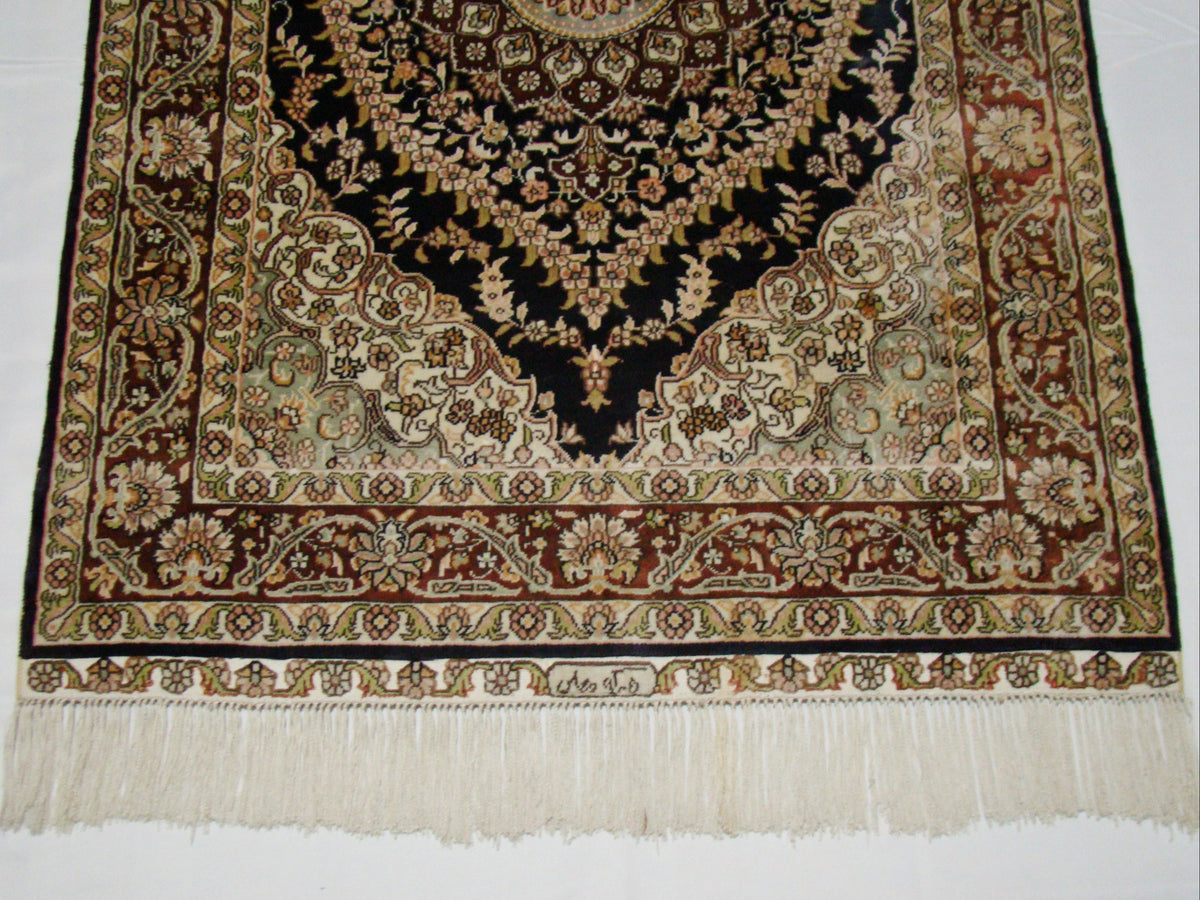 Rare signed Hereke silk wall carpet vibrant multicolor glory eye CA014