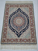 Antique signed Hereke silk wall carpet center detail CA014