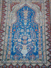 Antique Hereke silk wall carpet displayed on wall pictorial design CA015