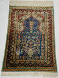 Antique Hereke silk wall carpet pictorial design full view CA015