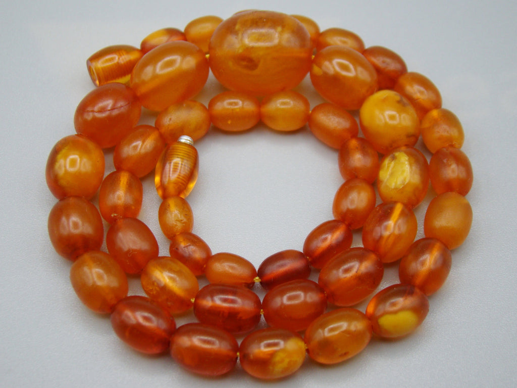 Antique Baltic egg yolk Natural Amber Necklace - Kingdom of Antique Arts