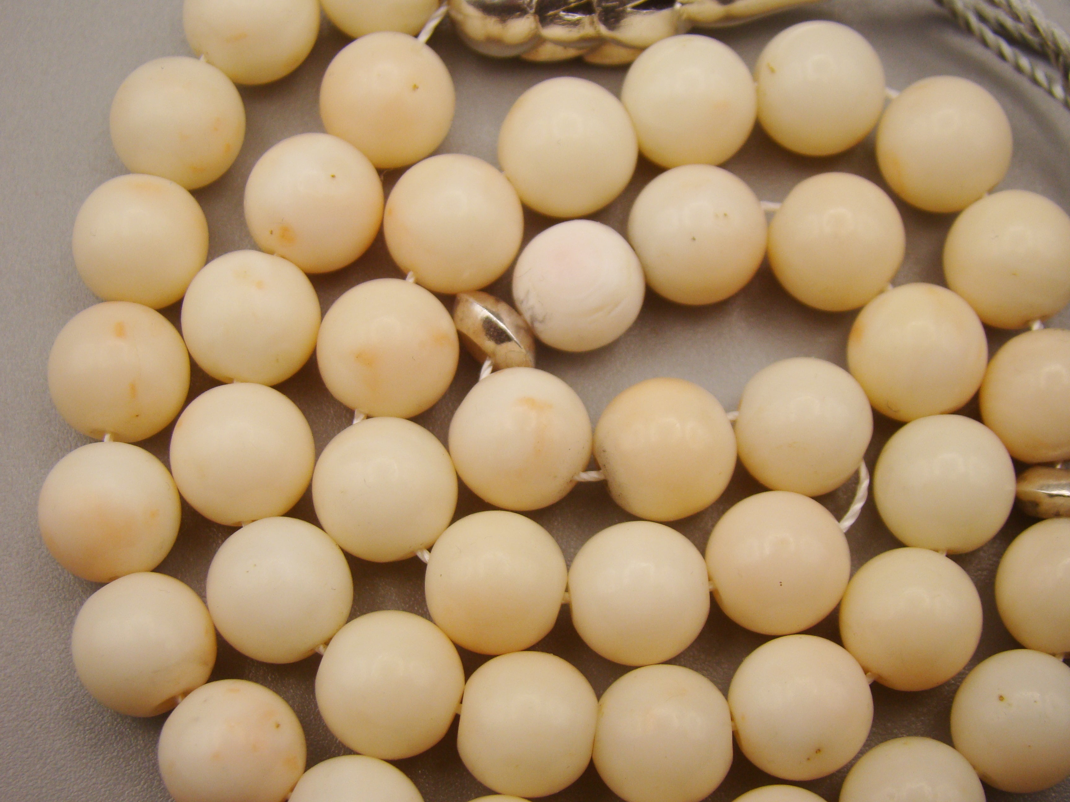 antique coral, natural coral, undyed coral, White angel skin coral, Italian coral, pacific coral, Sardinian Coral, sea coral, Mediterranean coral, Mediterranean Rosary, Mediterranean angel skin Rosary, White coral Rosary, handcarved coral, Sterling silver tassel, مسبحة, Masbaha, Muslim prayer beads حبيت الدورة ,