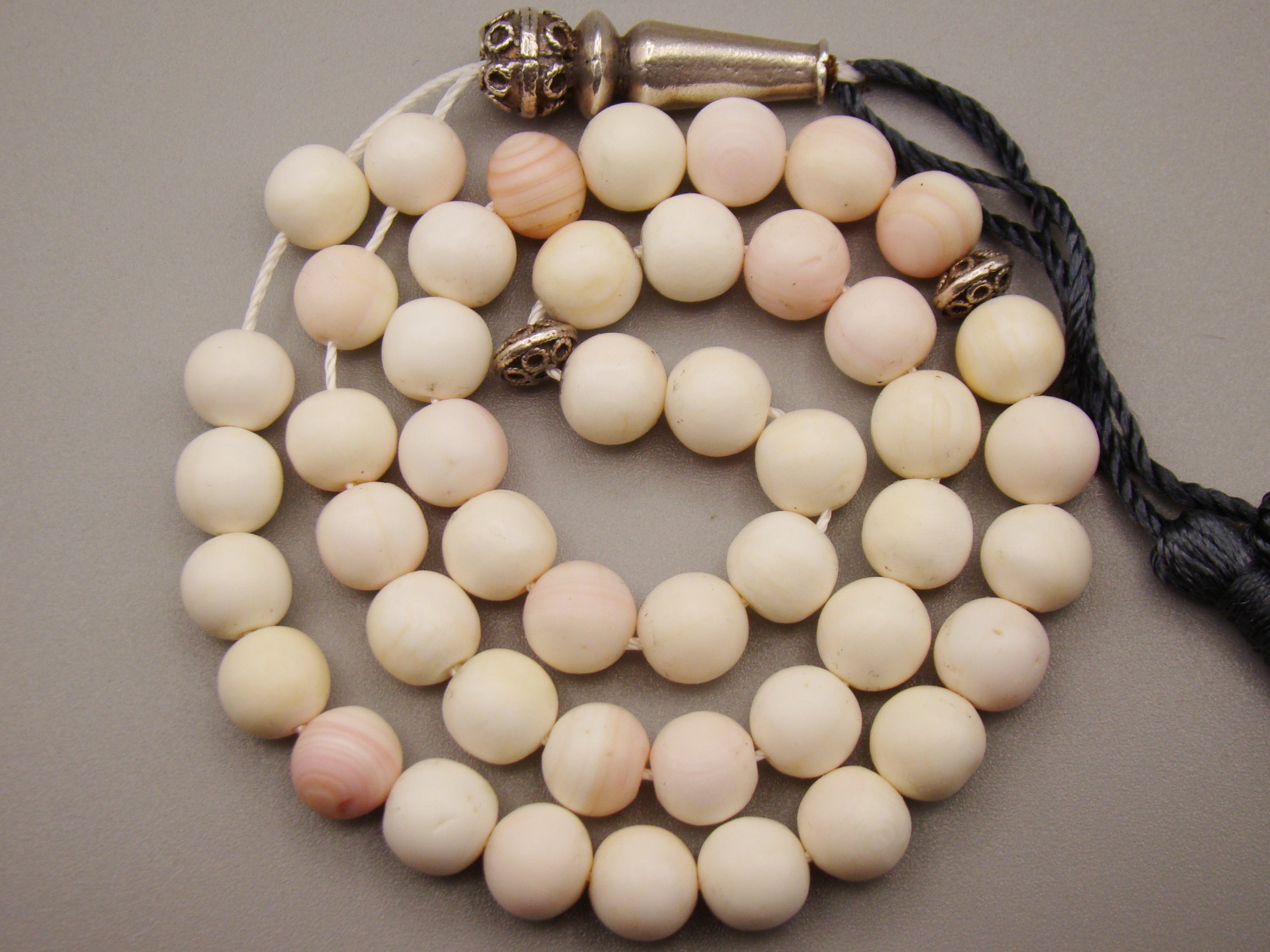 Antique Natural Undyed White Angel Skin Coral Rosary beads - Kingdom of Antique Arts