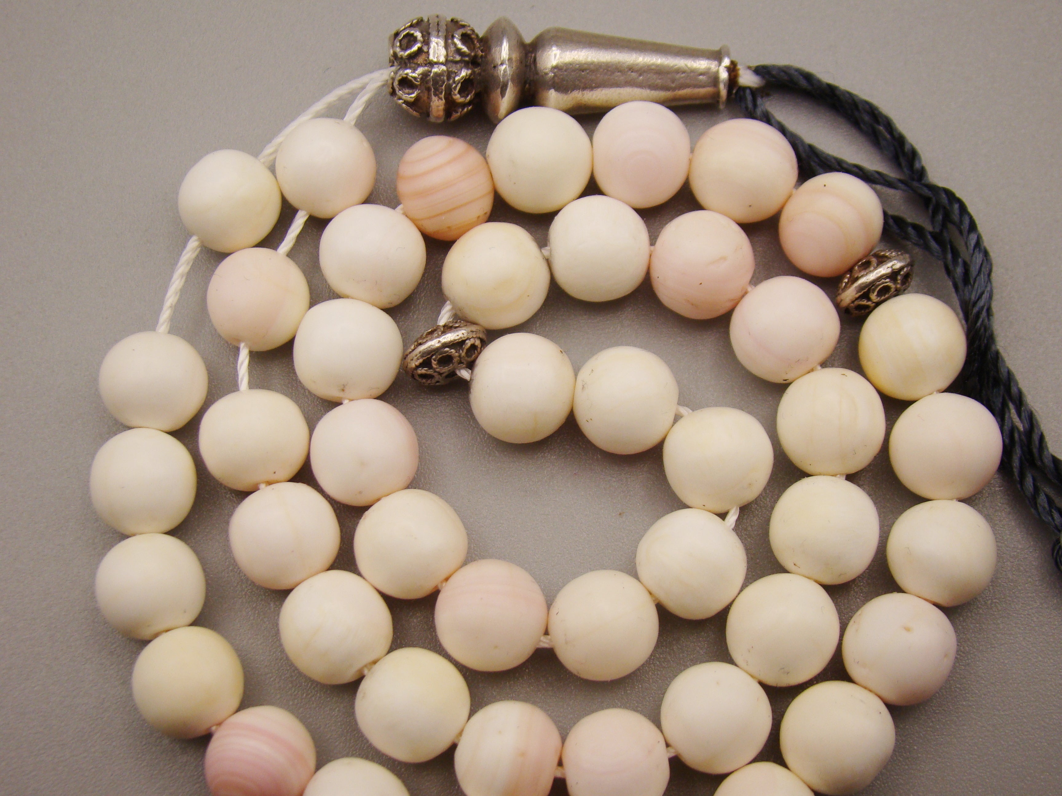 Antique Natural Undyed White Angel Skin Coral Rosary beads - Kingdom of Antique Arts