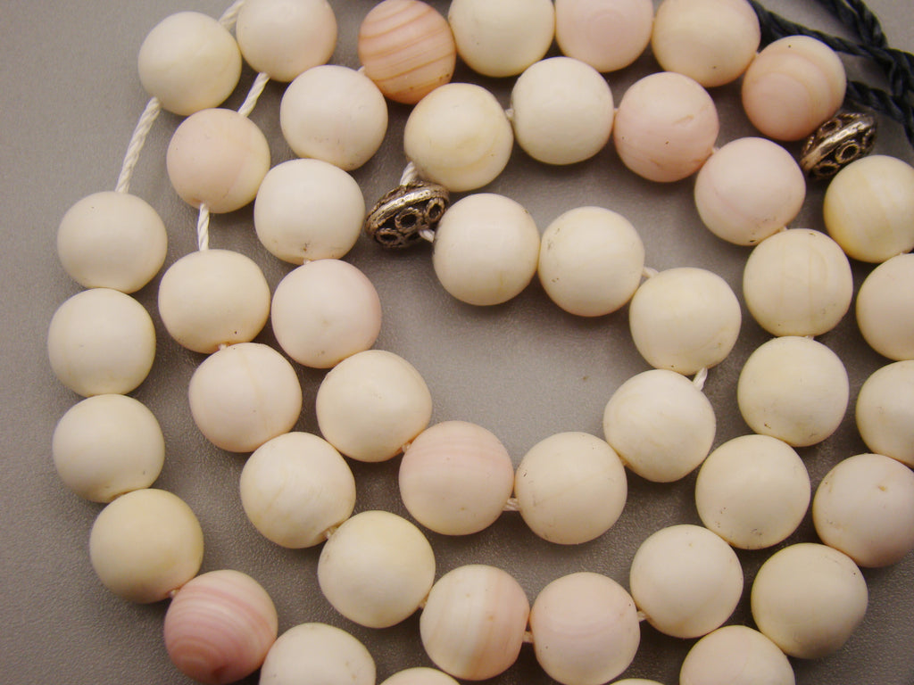 Antique Natural Undyed White Angel Skin Coral Rosary beads - Kingdom of Antique Arts