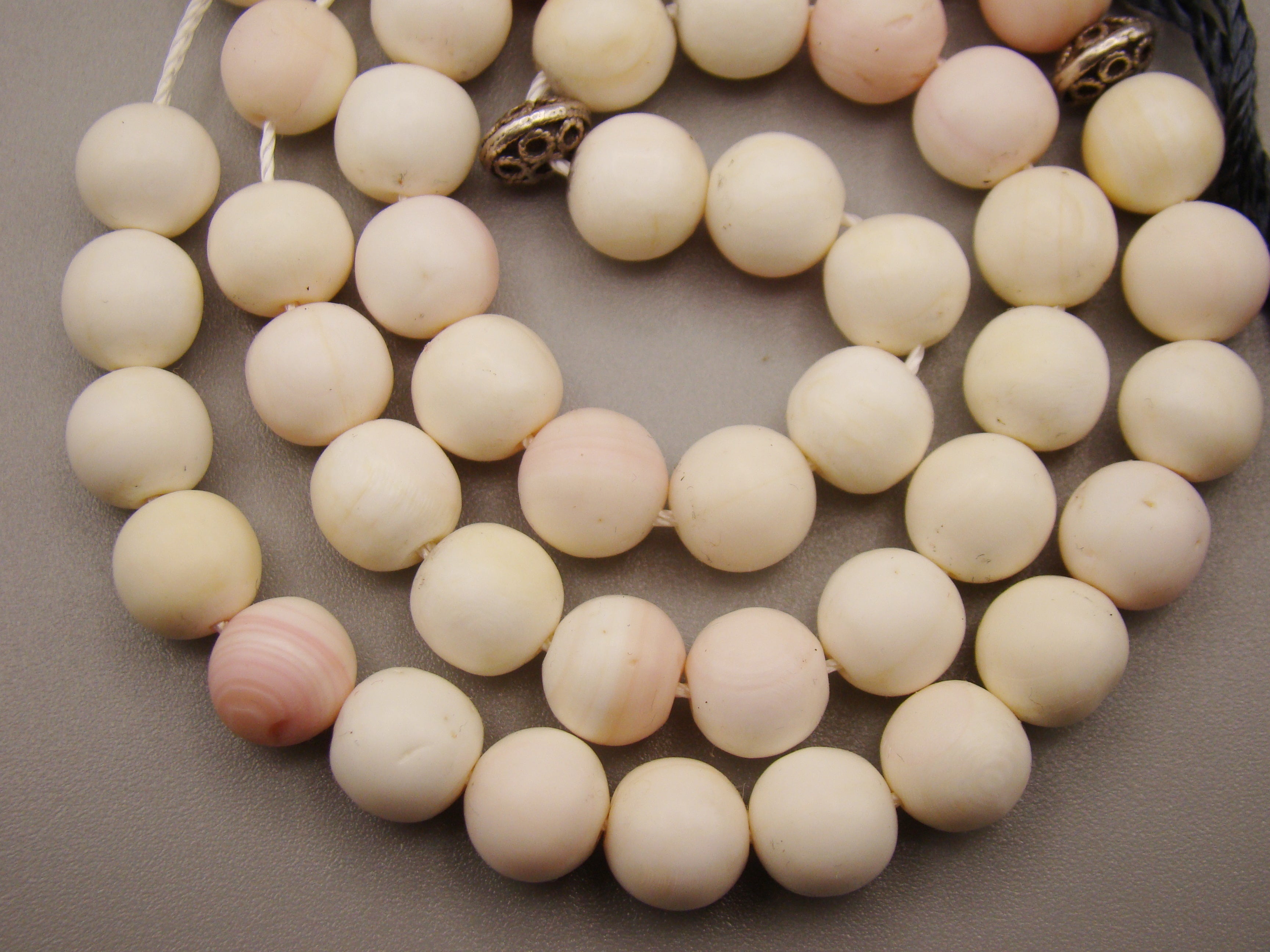Antique Natural Undyed White Angel Skin Coral Rosary beads - Kingdom of Antique Arts